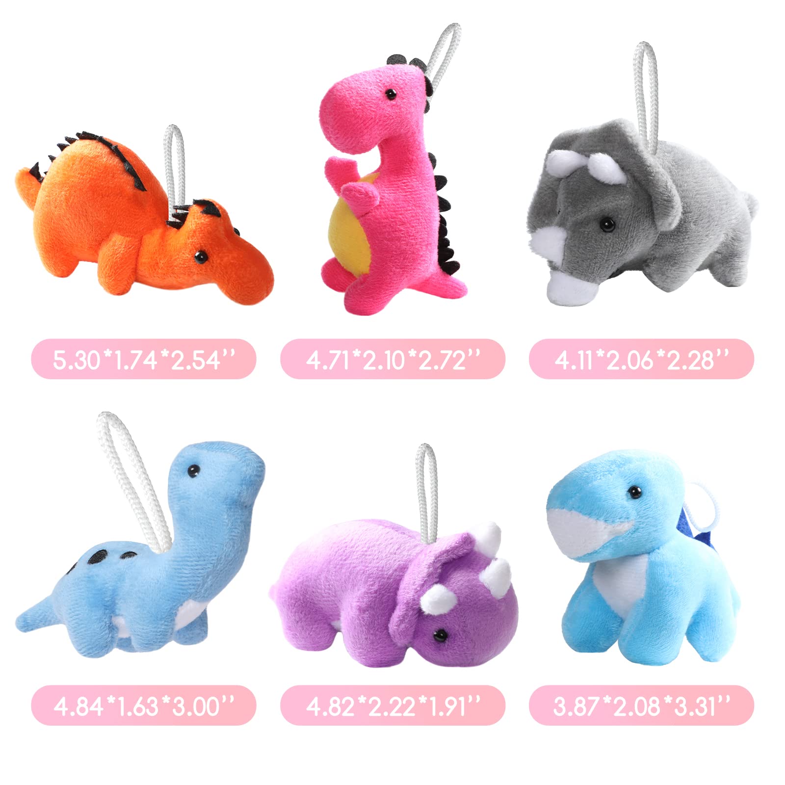 20 Stück Dinosaurier-Plüsch-gefülltes Set, Mini-Tier-niedliche Dinosaurier-Figuren, weiches Schlüsselanhänger-Spielzeug für Kinder, Kleinkinder, Goodie-Bag-Füller, Puppenmaschine, Schatz