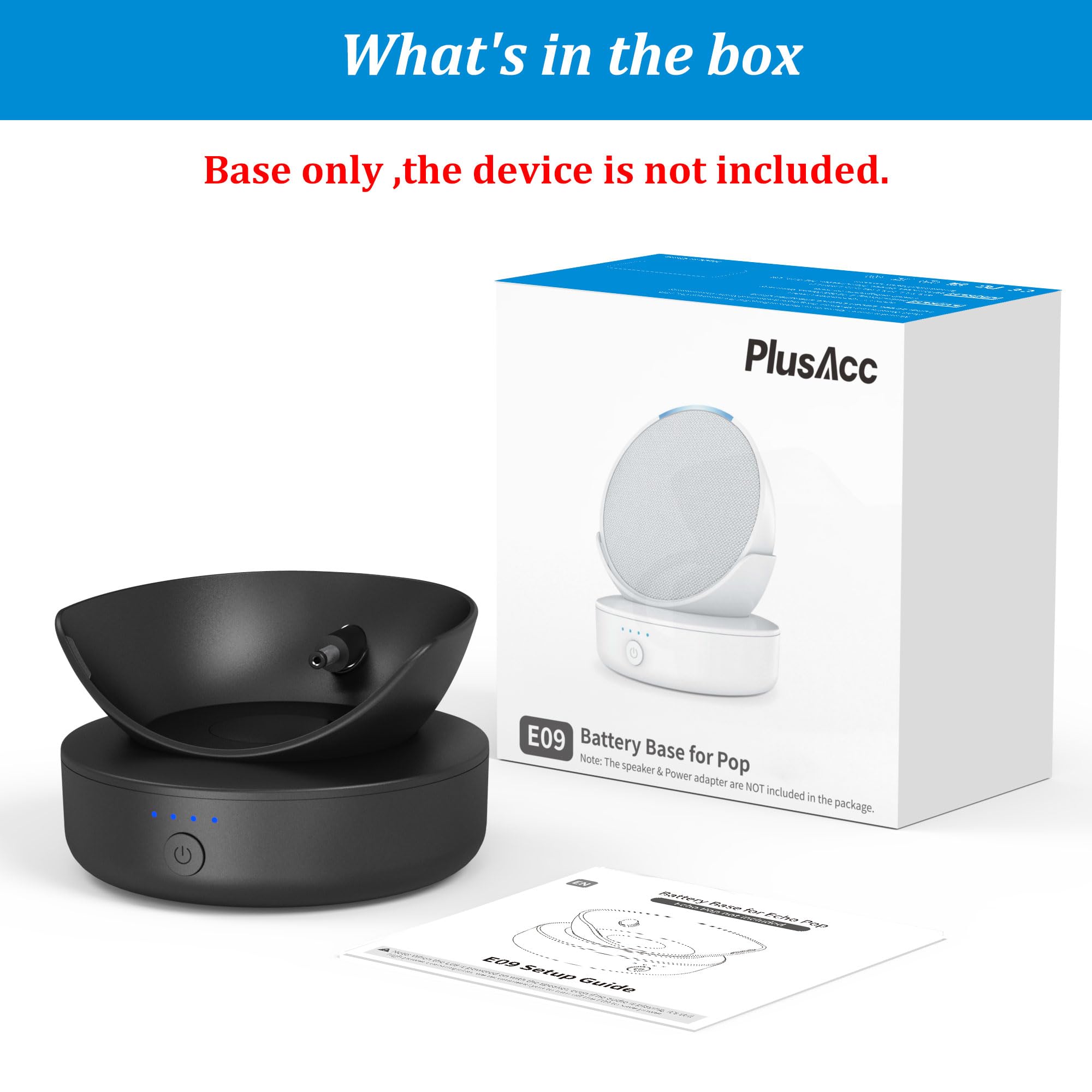 PlusAcc Batteria per POP – Batteria portatile, per soggiorno, cucina, camera da letto, esterno (senza altoparlante) (nero)