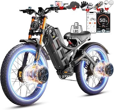 eAhora Romeo Pro 3 Electric Bike - [2026 Latest] 52MPH 6000W Dual Motor 60V 80AH 300Miles Long Range Ebike for Adults, 26" * 4.0 Fat Tire Fast Electric Mountain Bike Full Suspension Off-Road E-Bike