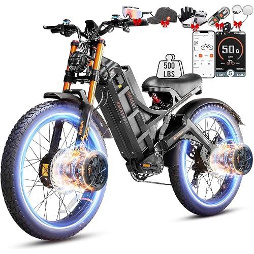 eAhora Romeo Pro 3 Electric Bike - [2026 Latest] 52MPH 6000W Dual Motor 60V 80AH 300Miles Long Range Ebike for Adults, 26" * 4.0 Fat Tire Fast Electric Mountain Bike Full Suspension Off-Road E-Bike