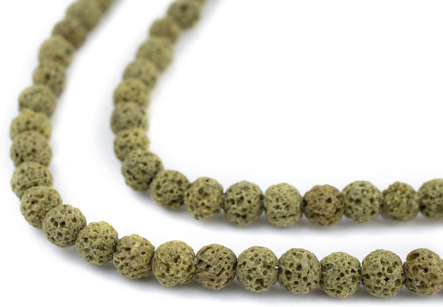 TheBeadChest Lime Green Volcanic Lava Beads (4mm)