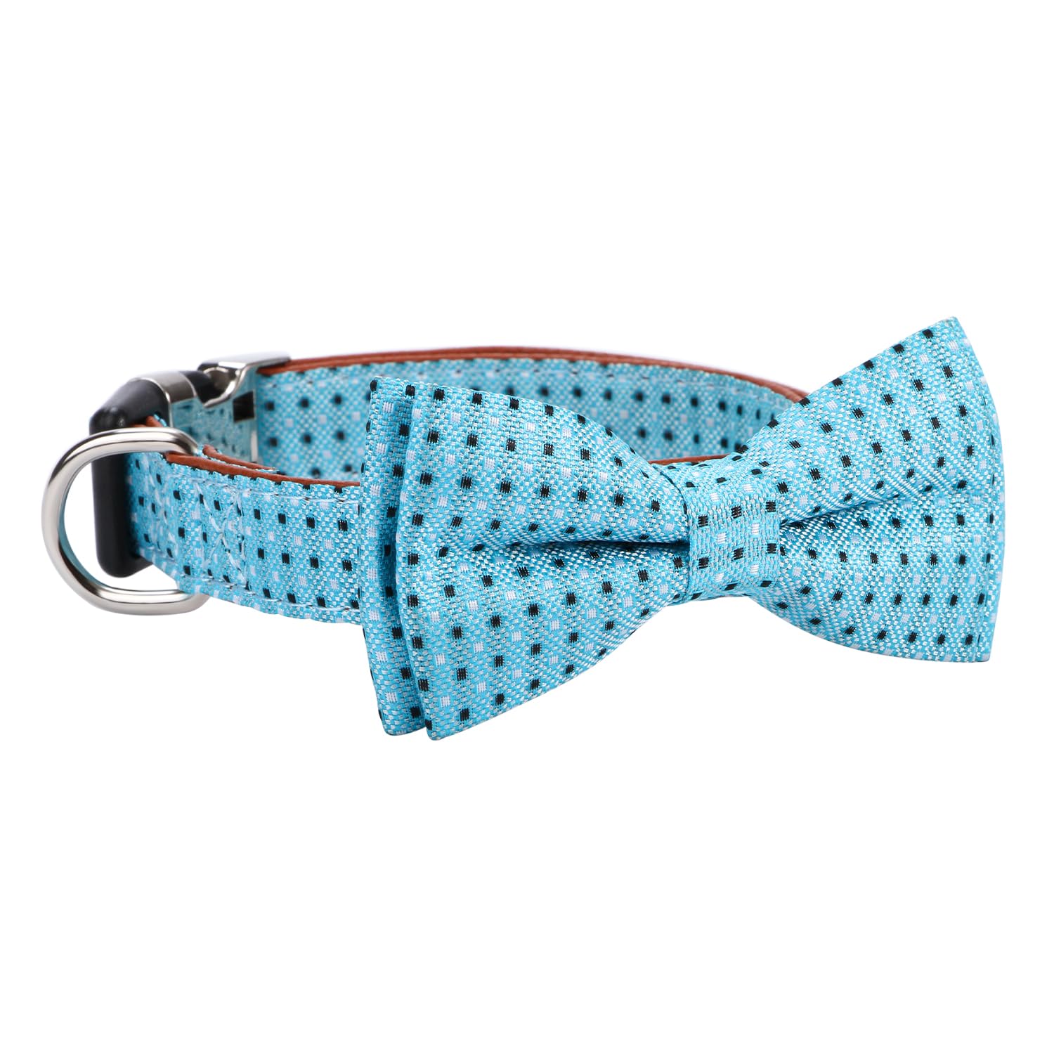 Rhea Rose Bow Tie Dog Collar Checkered Pattern Sky Blue with Bowtie for Boy Girl Dogs Large, C1_Checkered_Sky Blue - Image 3