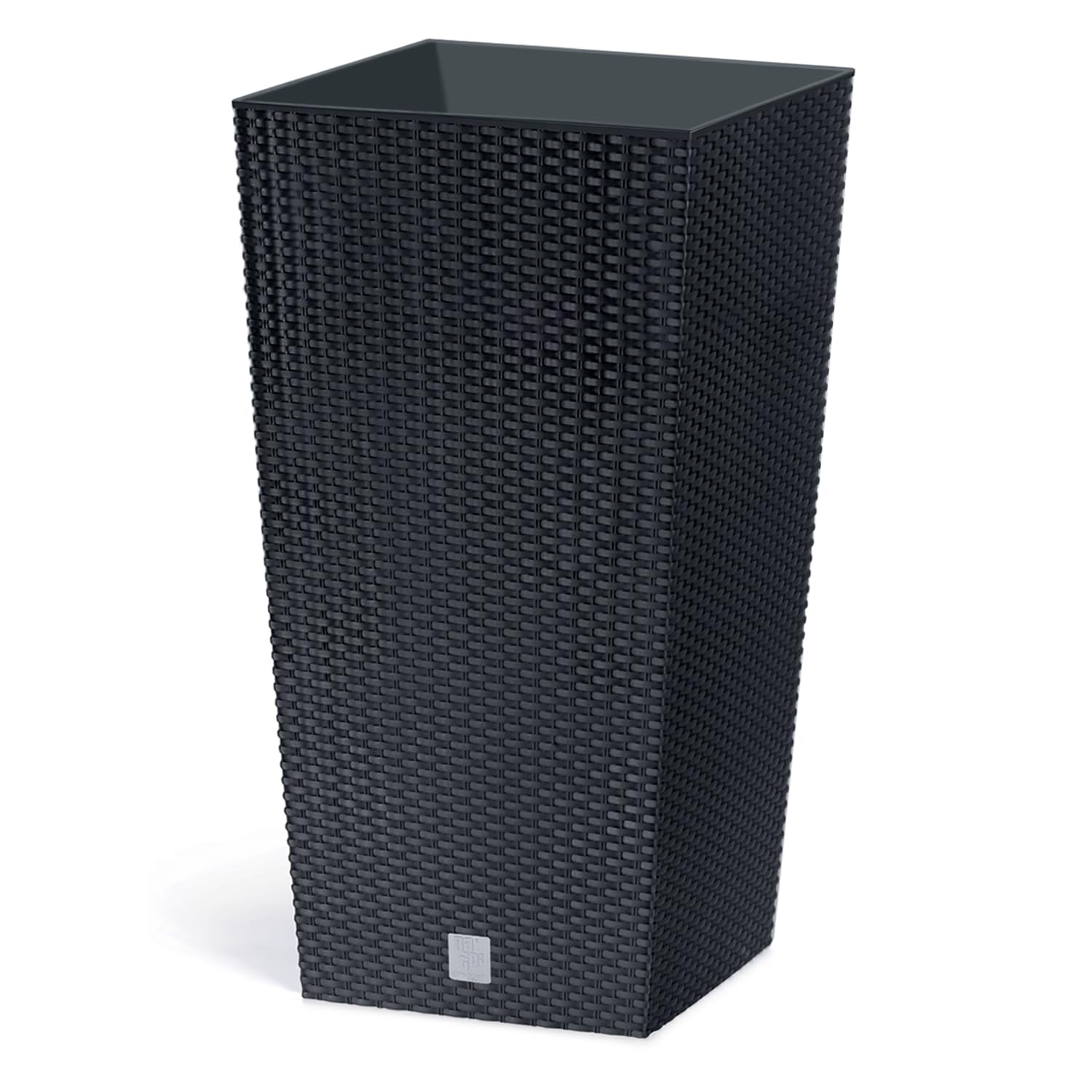 IMJ-Global Vaso Fioriera per piante Fiori DRTS Grande H61 Simil Rattan da interno esterno Quadrato Alto Nero 49 Litri 32,5x32,5x61 cm design Moderno in plastica da balcone