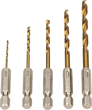 Kotarbau  HSS Matkap Ucu Seti 1.5-4.8mm 5-piece ile Hex Shank 1/4 B k m Matkap Ucu Matkaplar i in Metal Ah ap Plastikler I in Ak l  Tornavida