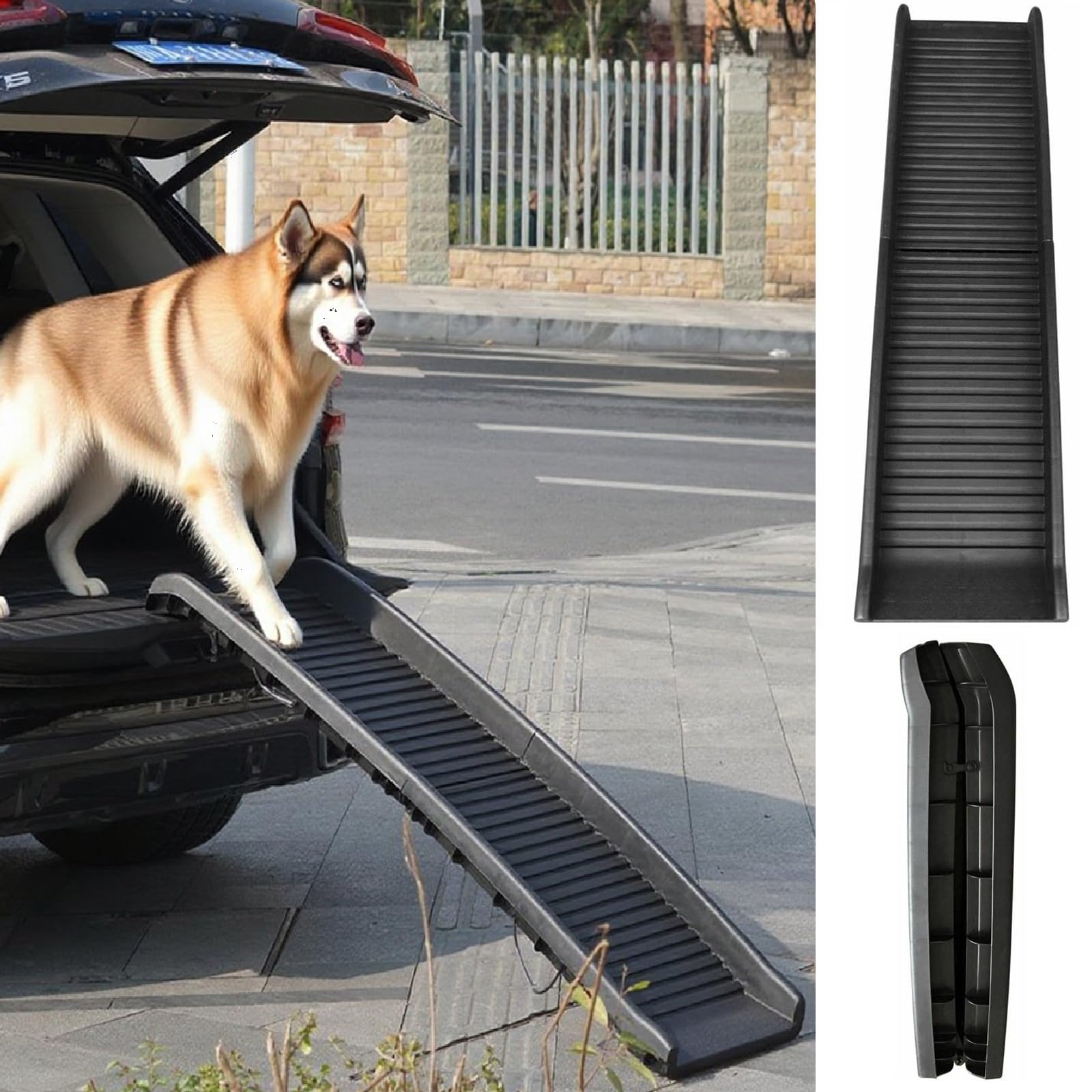 Gr8 Garden Folding Portable Dog Pet Ramp - Black - Plastic - Lightweight & Durable