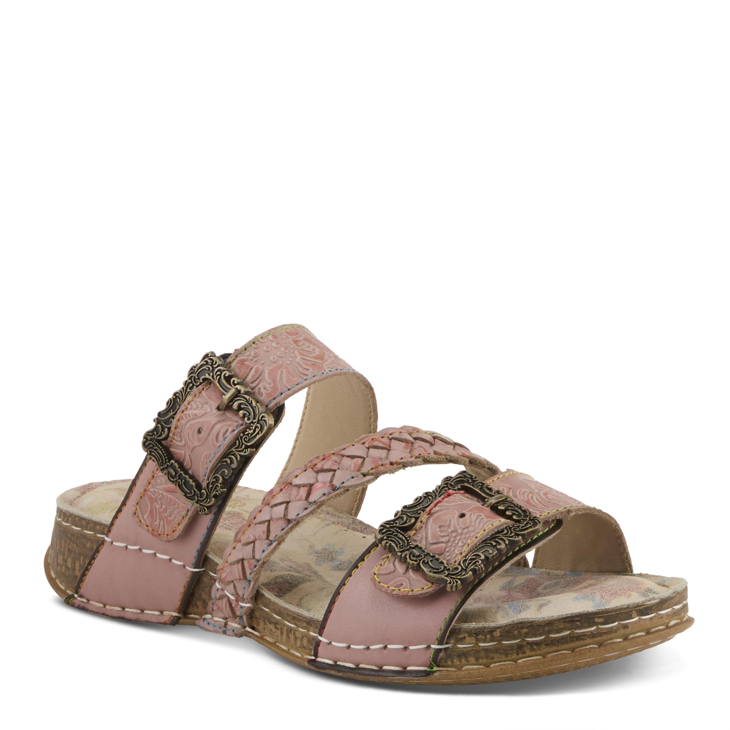 Spring Step L’Artiste Astra Women’s Hand Painted Leather Cushioned Insole Sandals - Adjustable Hook and Loop Closure, Cork Sole, Slip-On Open Toe