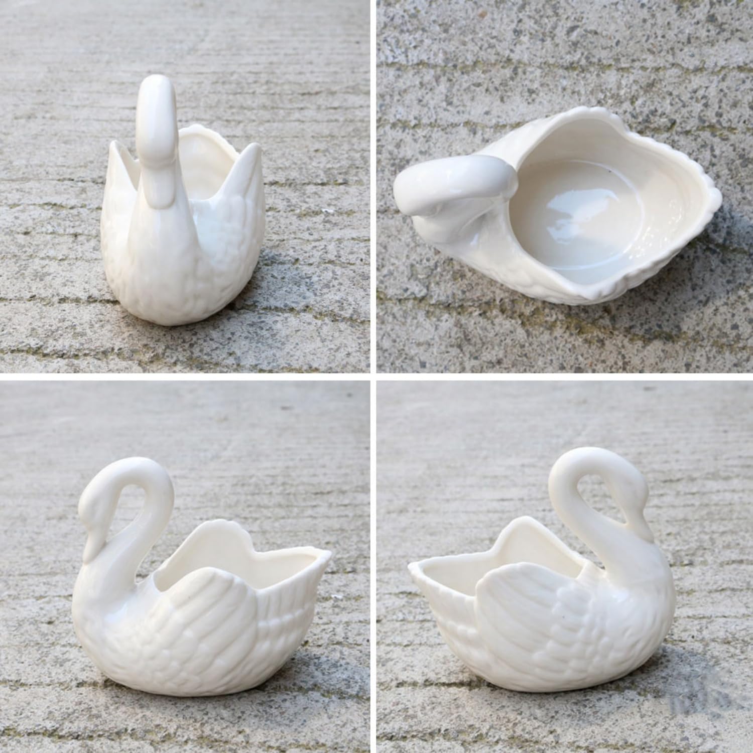 LATRAT Łabędź ceramiczna doniczka łabędź, doniczki na kwiaty, zwierzęta, sukulenty, doniczki, mini pojemnik na kwiaty, do wnętrz, domu, biura, na biurko, do ogrodu, biały