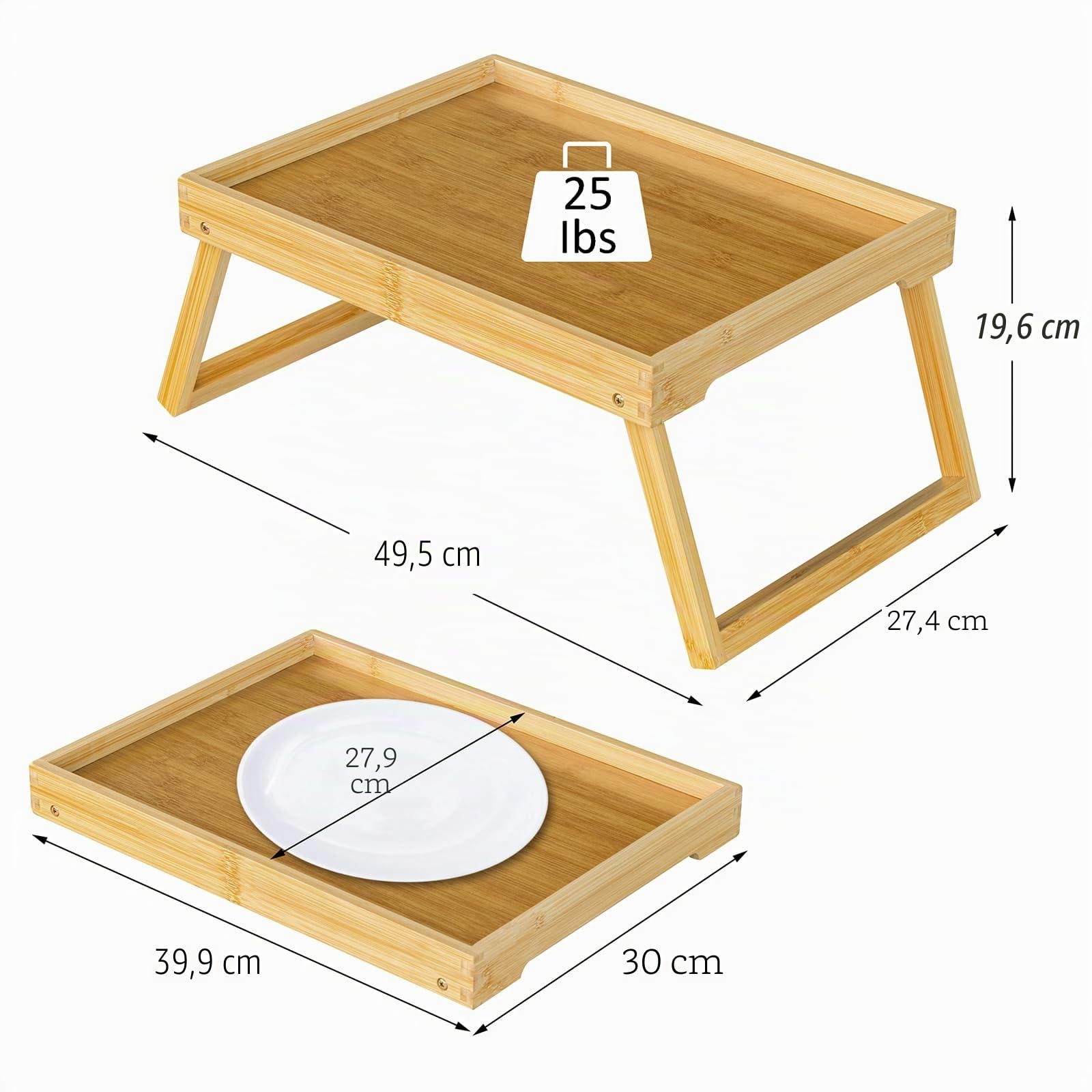 Betttablett Tisch mit klappbaren Beinen,Frühstück im Bett Essen (Beige) | Bettschalen für Klapptisch Essen, Küche Servieren, Sofa, Snacks oder Arbeiten, Laptop-Schreibtisch Abendessen, Snack-Schalen