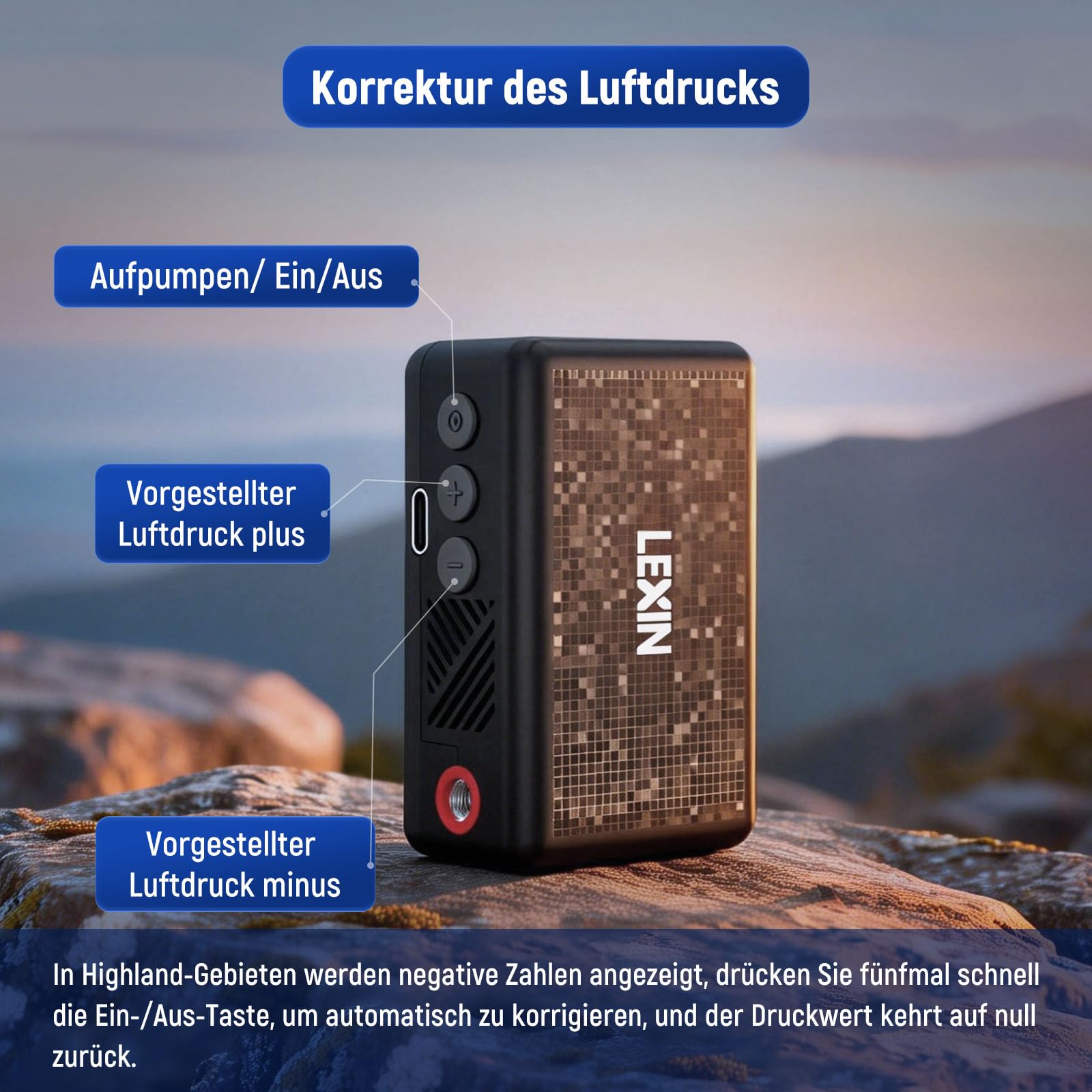 LEXIN P2 Elektrische Lufhtpumpe,130PSI Tragbare kabellose Tiny Fahrradpumpe