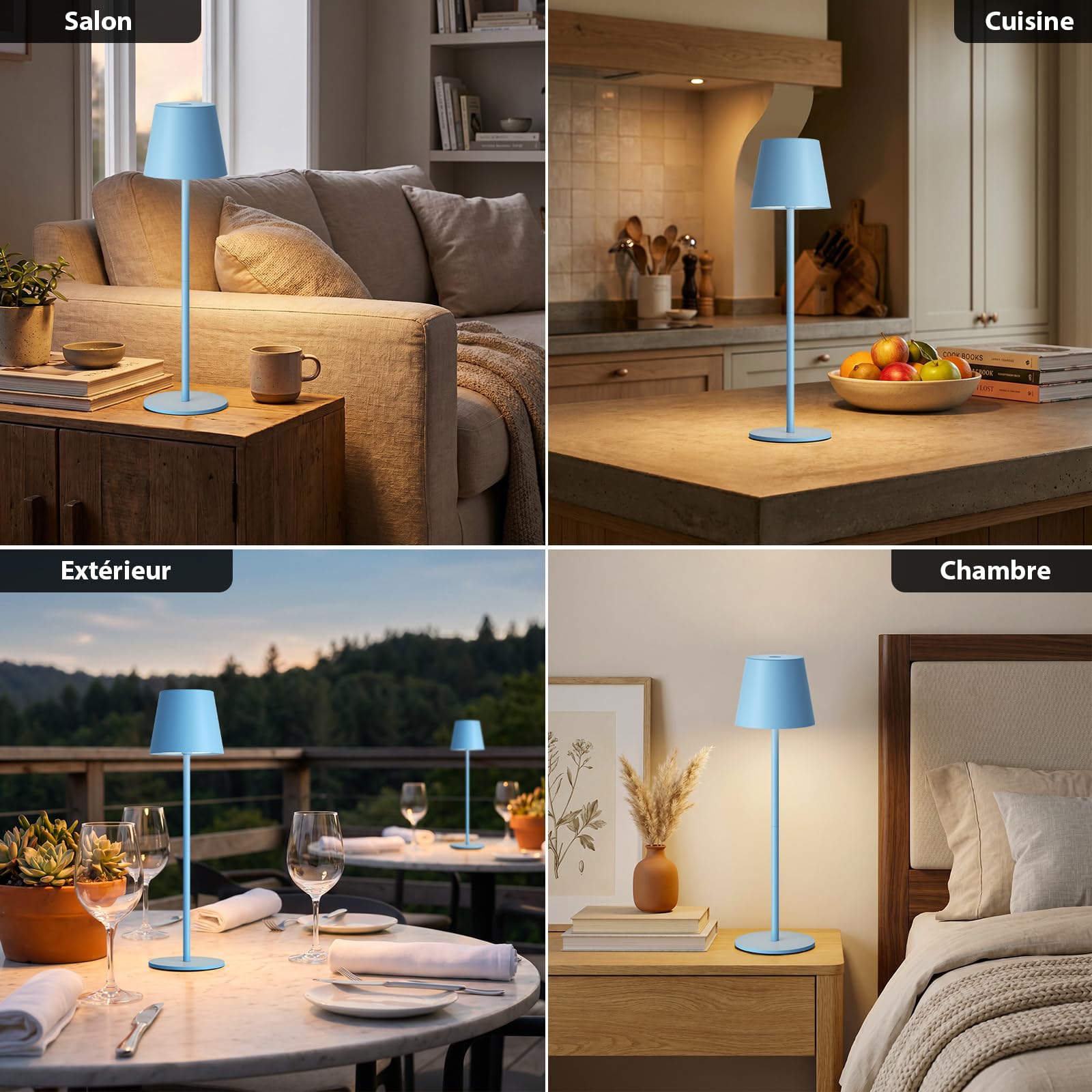 2 Pièces Lampe de Table LED Sans Fil pour Extérieur Intérieur