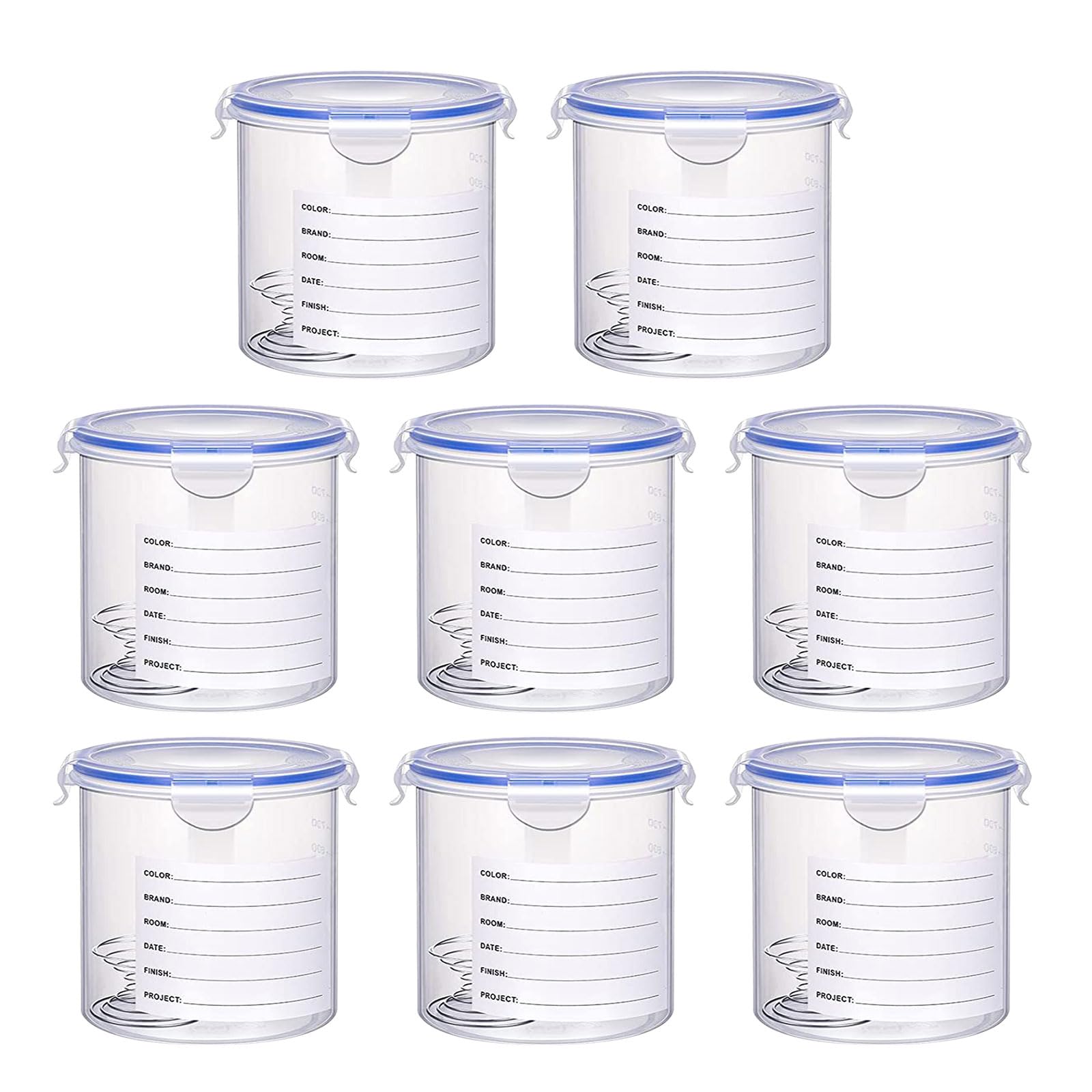Kalttoy B 8Pcs Paint Storage Cups Paint Storage Container With Stainless Steel Mixing Tool Clear Container Leakproof Cups