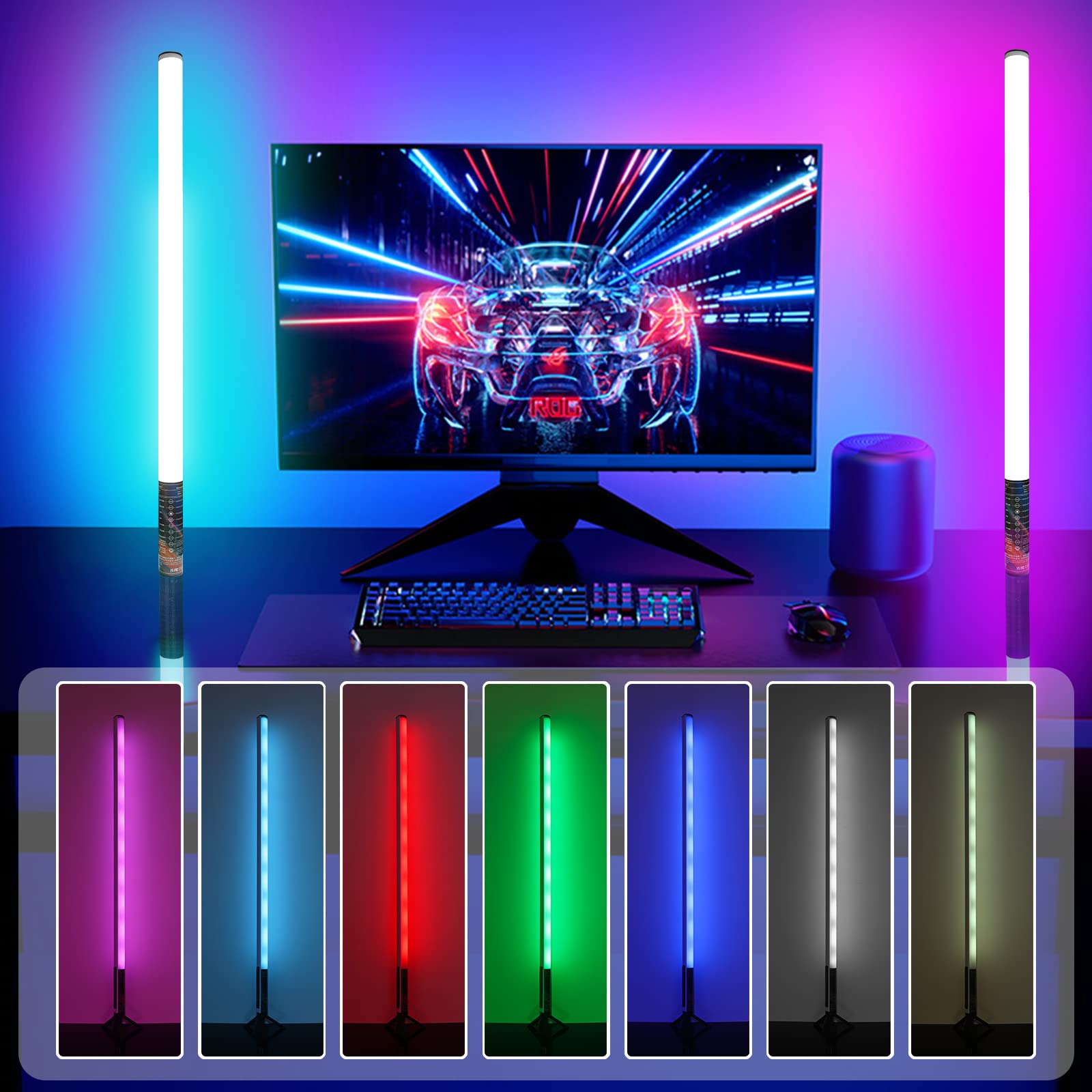 Luxceo Mood1 Portable LED Video Light Stick Dimmable and Memory, Integrated 2000 mAh Battery, 120 cm RGB Photo Light for YouTube, TikTok, Game Streaming, Party Bar (85 cm