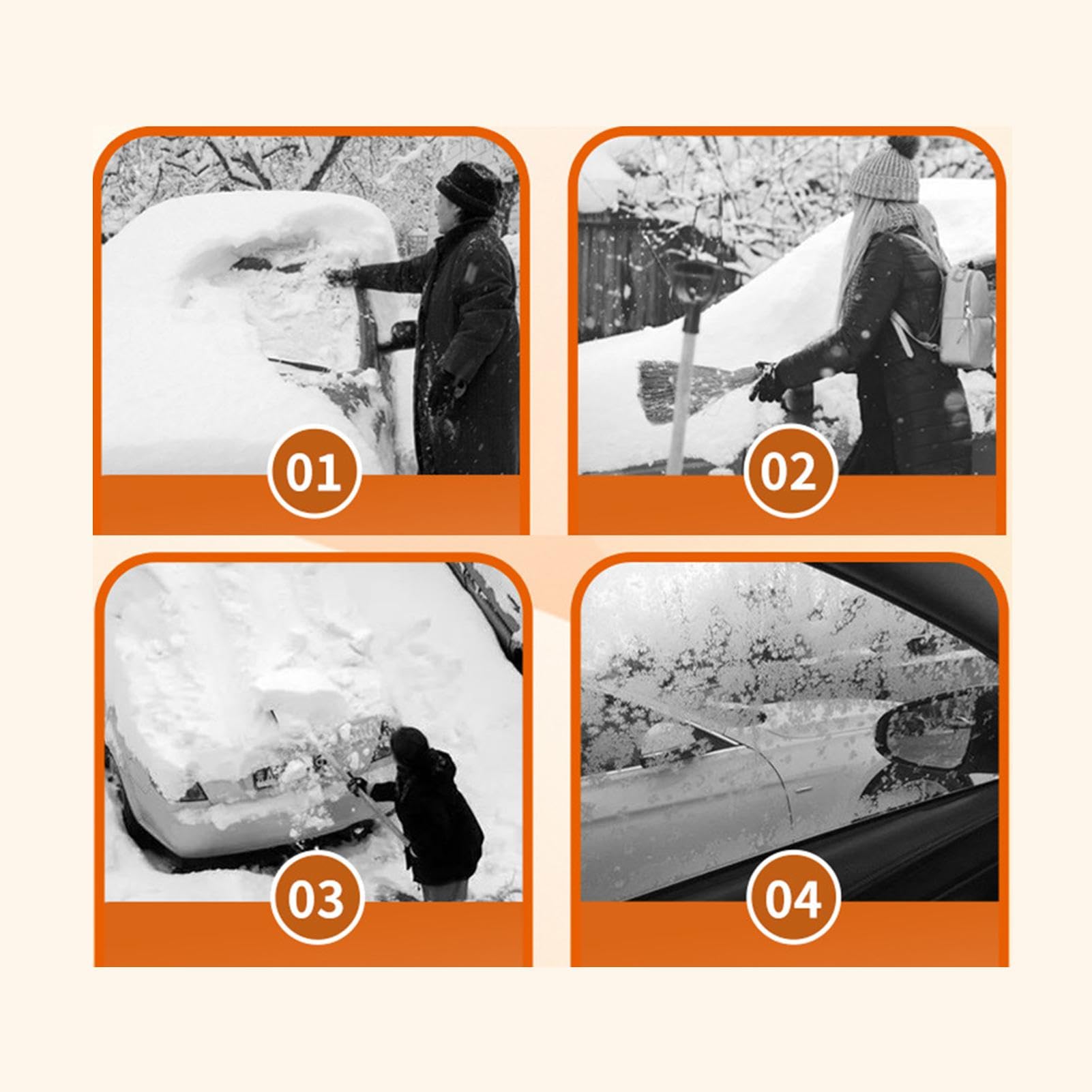 Spazzola Neve e Raschietto Ghiaccio Impugnatura in Schiuma Ergonomica, | Scopa per Neve Strumento Pulizia Parabrezza, Inverno, SUV, Camion, Veicolo