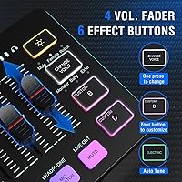Vista 5 de FIFINE Gaming Audio Mixer Bundle with Computer Streaming Microphone, 4-Channel RGB Mixer Set with XLR Interface, 48V Phantom Power, Dynamic Mic with