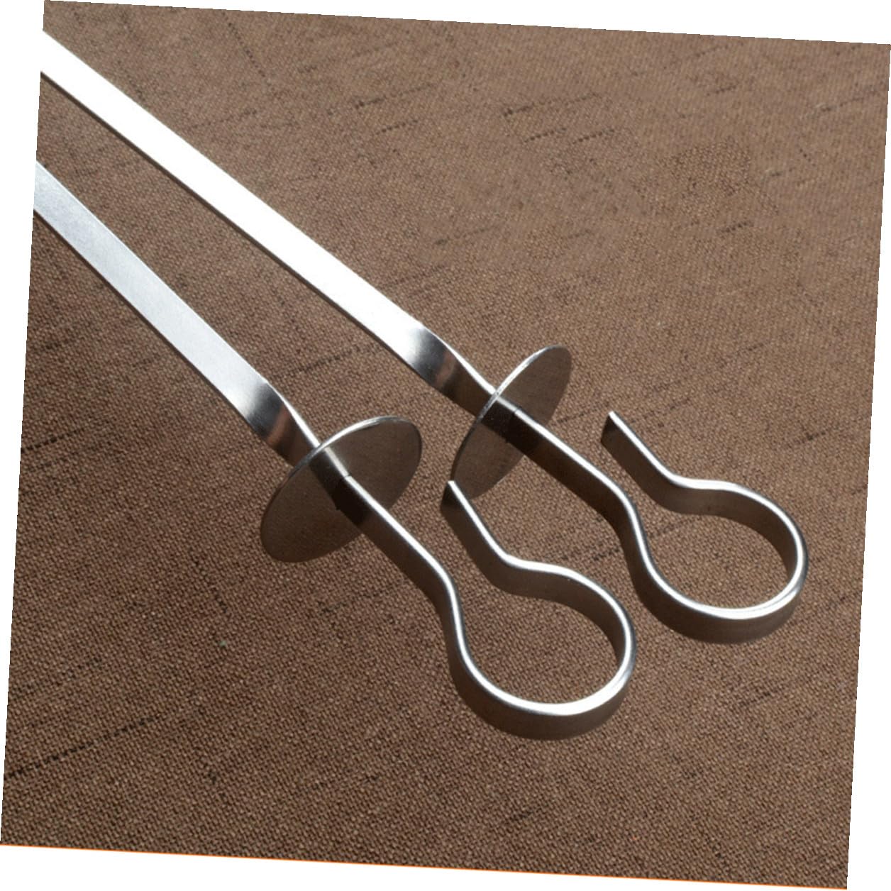 Spiedini da Barbecue 20 Pezzi Acciaio Inox Piatti Anello | Design Piatto, Mantiene Cibo Fermo Durante la Cottura, Facili da Usare, Colore Argento, Set da 20 Pezzi