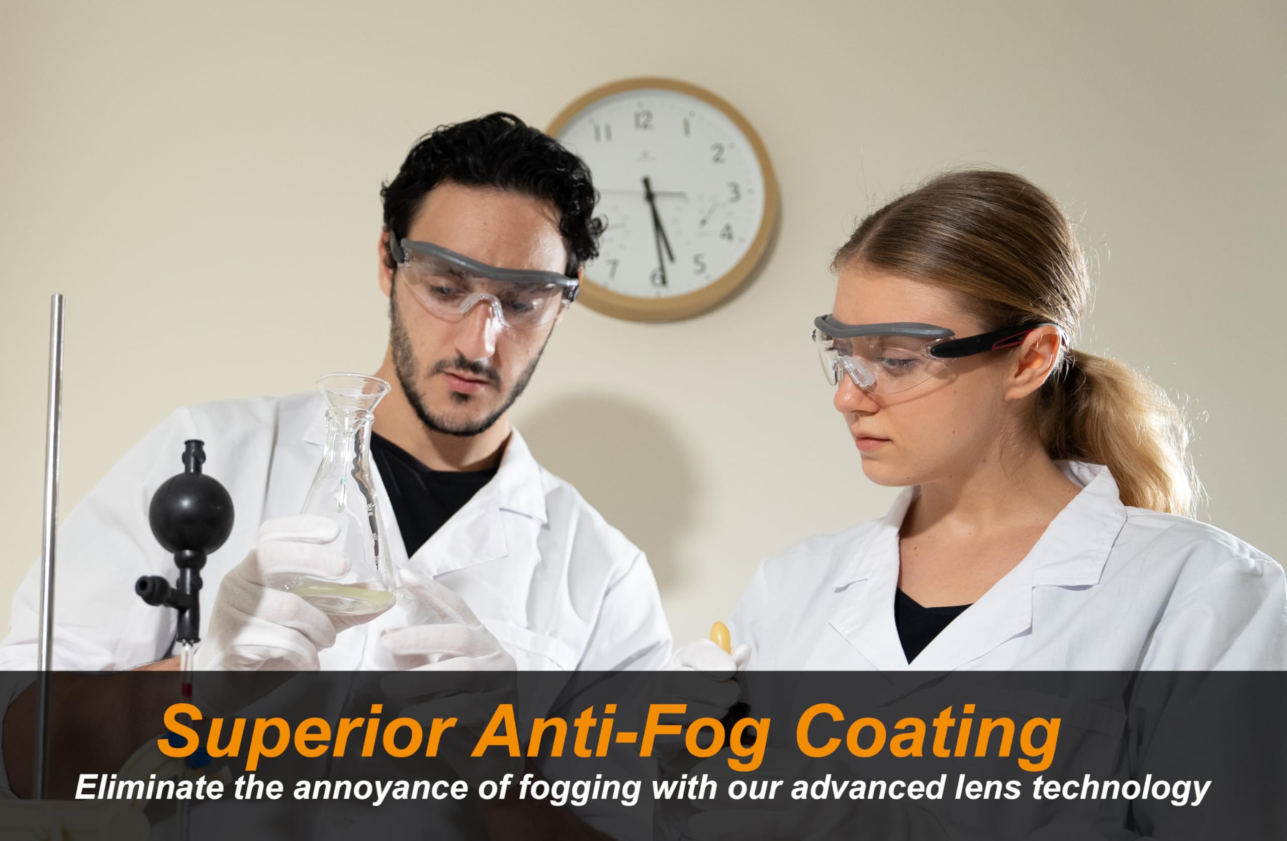 Koziface A10 - Occhiali di sicurezza per uomo e donna, con montatura regolabile, aste e aste, eleganti, con imbottitura superiore, anti appannamento, antigraffio, anti-polvere, certificati Z87.1