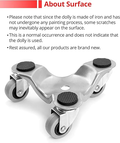 Miniatura 4 de QWORK 4 unidades de 6 pulgadas de acero Tri-Dolly, capacidad de carga de 330 libras, para mover muebles y electrodomésticos, rueda giratoria fácil