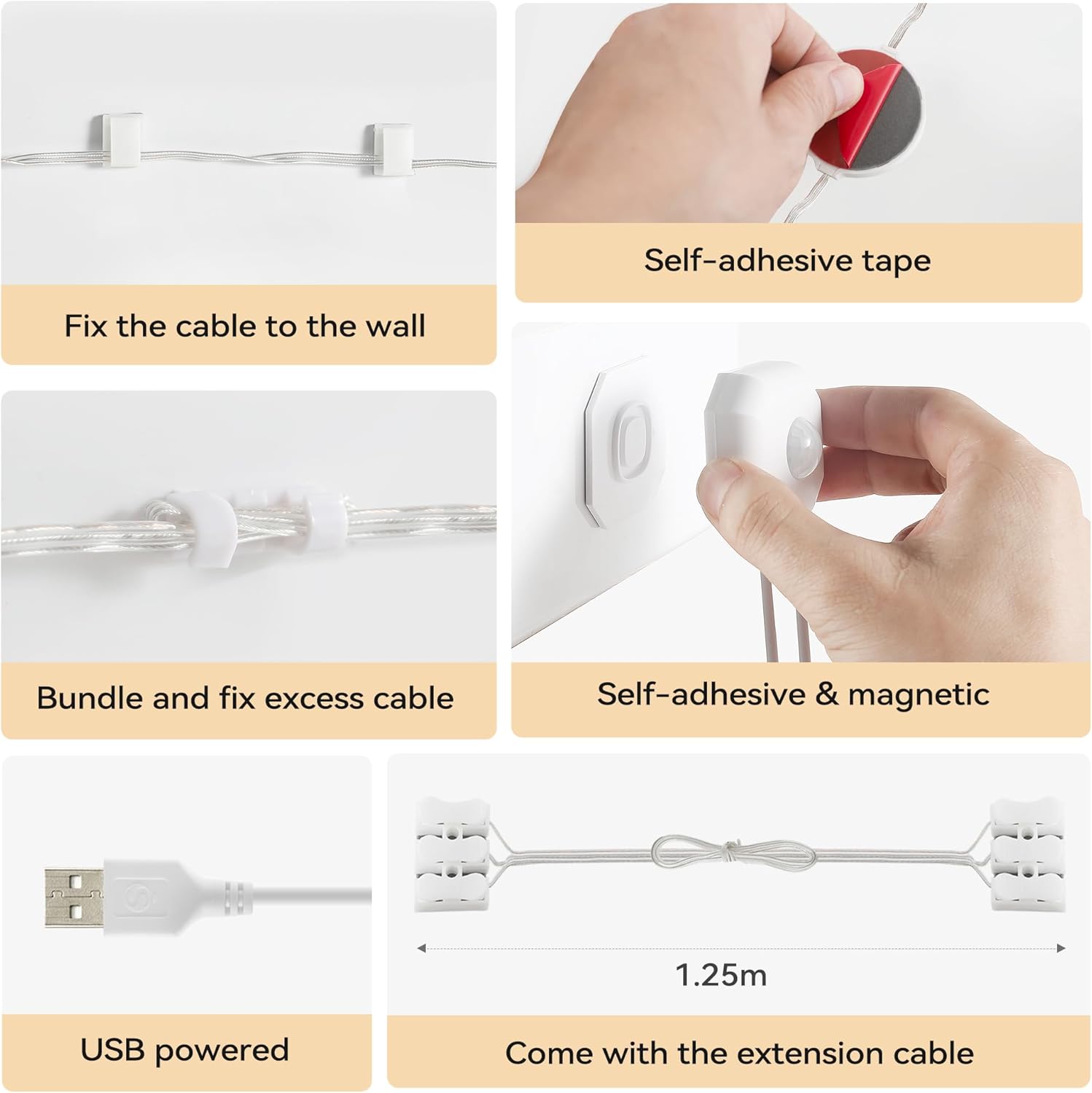 Motion Sensor Under Cabinet Light, 3 Color Kitchen LED Cabinet Light USB Powered, 3500K-6500K Indoor Motion Sensor Light for Kitchen, Closet, Counter, Hallway