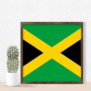 Vintage Wood Framed Printed Sign Jamaica Table Decor for Window Distressed Custom Wood Sign Flag Heroes Series Table Wall Decor Sign Gift 7x7in