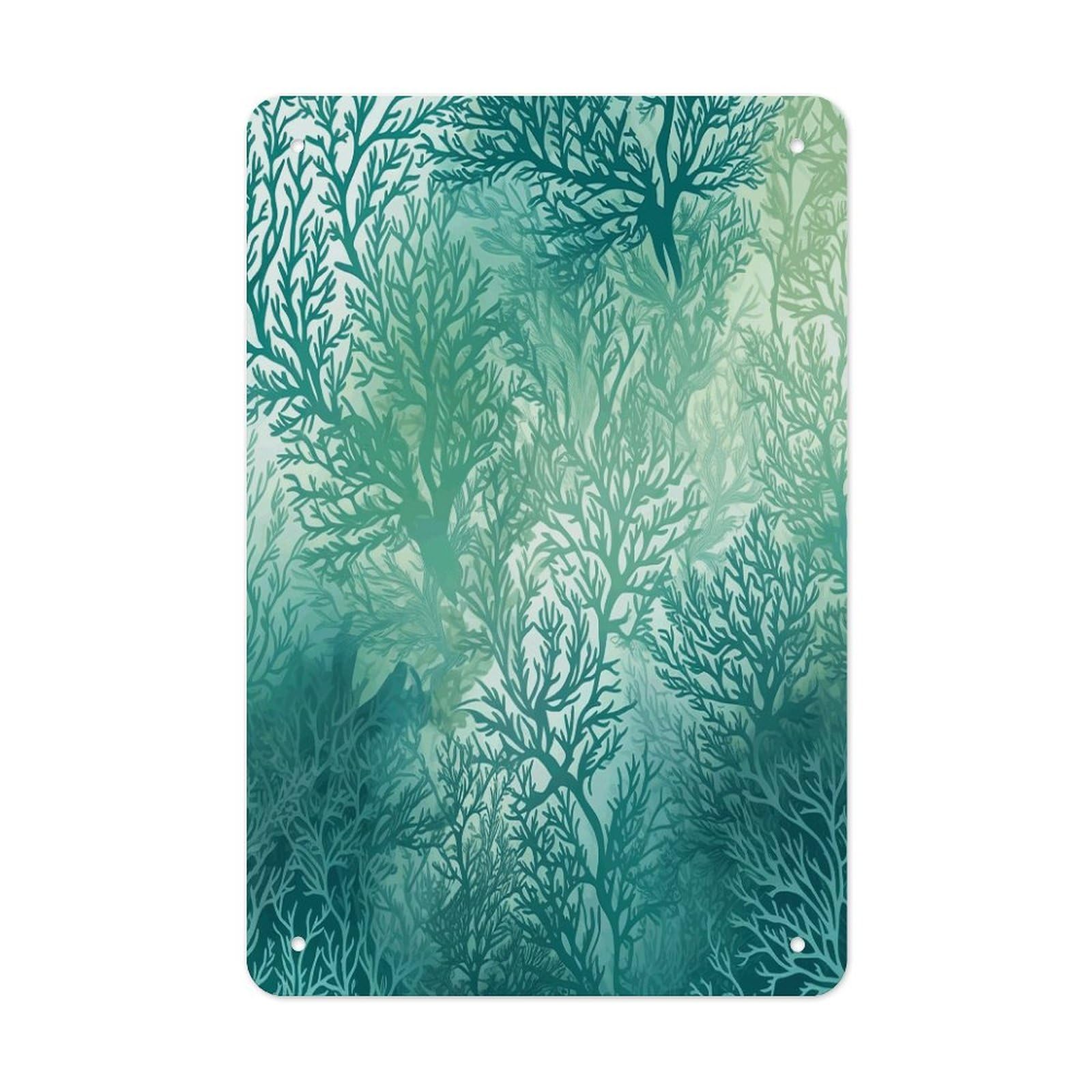 VstaDank Green Sea Blue Seaweed Metal Tin Signs Personalized Wall Art Prints Decoration Art Poster Funny Vintage Tin Sign Iron Sheet Painting Metal Signboard Decor Painting for Wall Decor