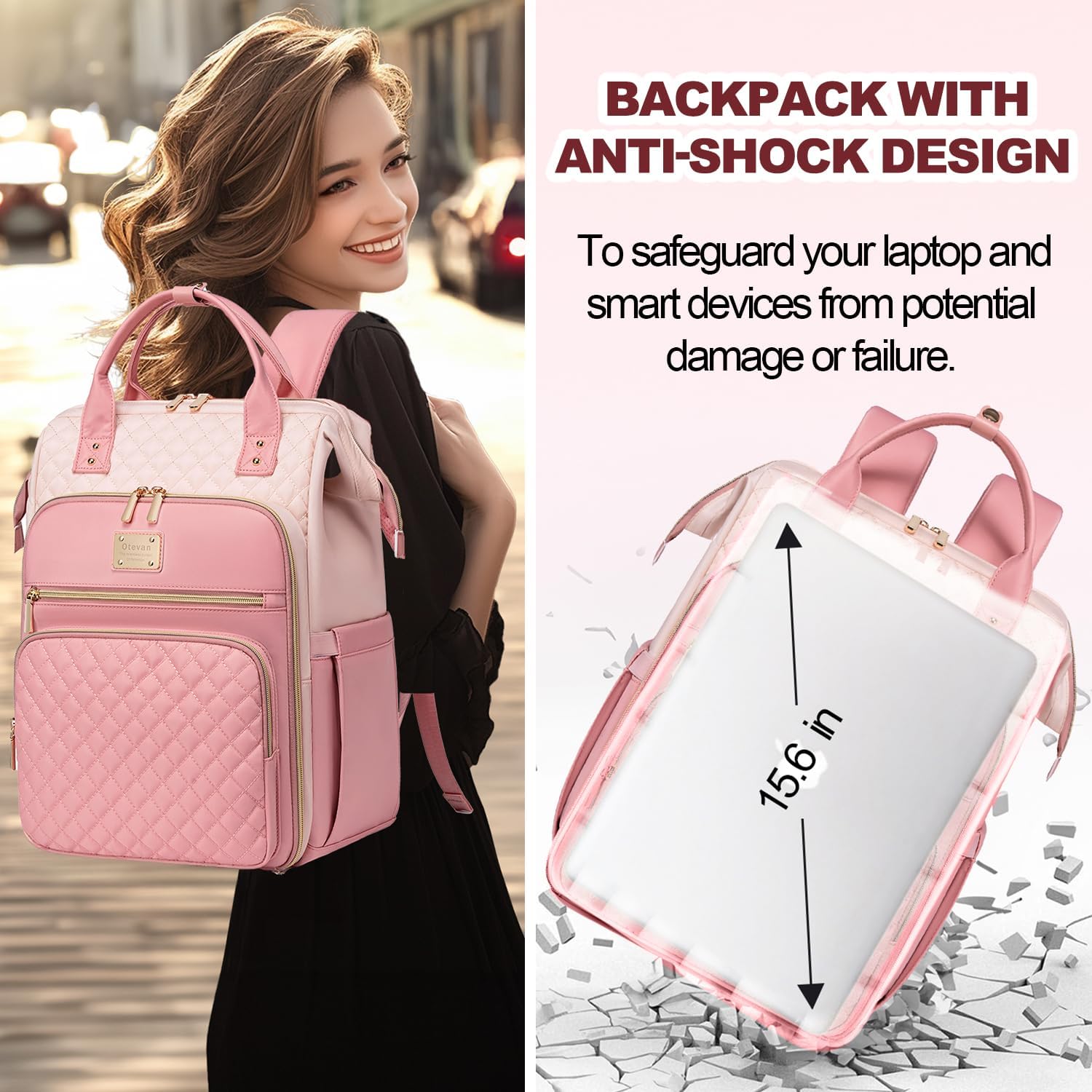 Lunch Backpack for Women, 15.6 inch Laptop Backpacks for Womens, Work Backpacks with Lunchbox,Insulated Back pack Cooler,Teacher Nurse Travel Backpack for Women - Image 8