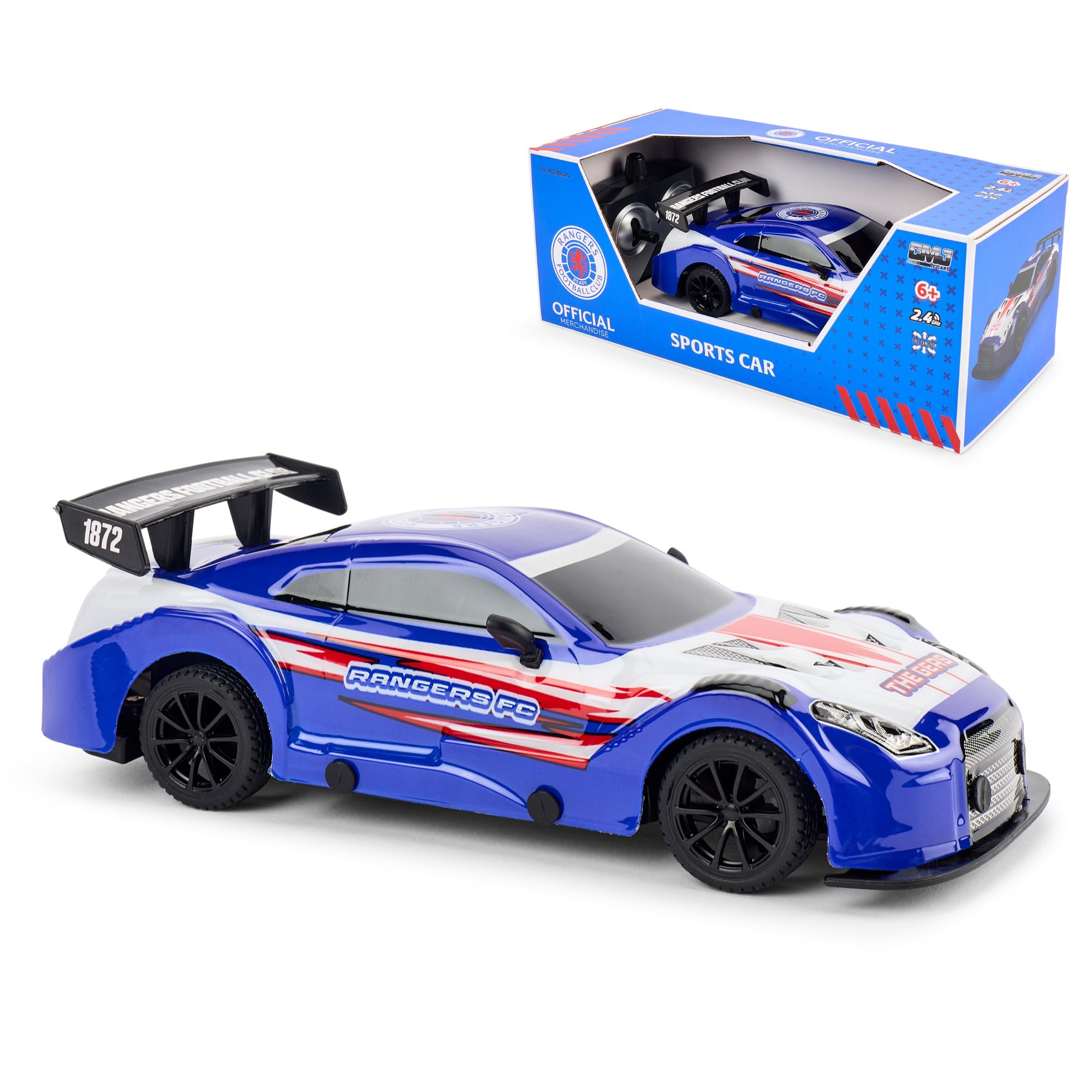 Officially Licensed Rangers FC RC Sports Car, Remote Control Vehicle, 1:24 Scale, for Kids & Adults of The Gers