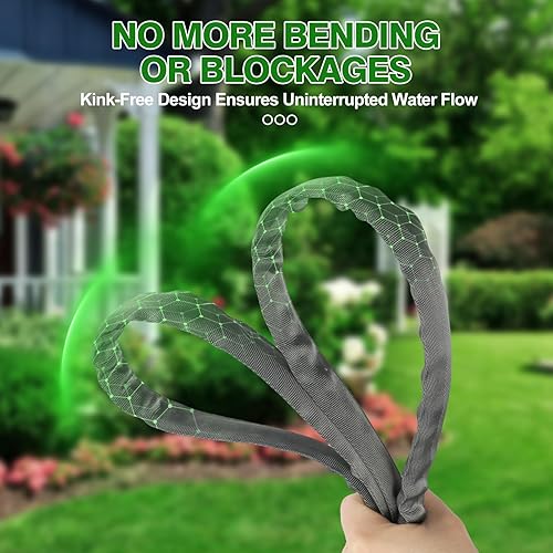 Miniatura 4 de Manguera de jardín no expandible de 75 pies, manguera plana mejorada 2025, manguera de jardín ligera, sin torceduras, resistente a las explosiones,