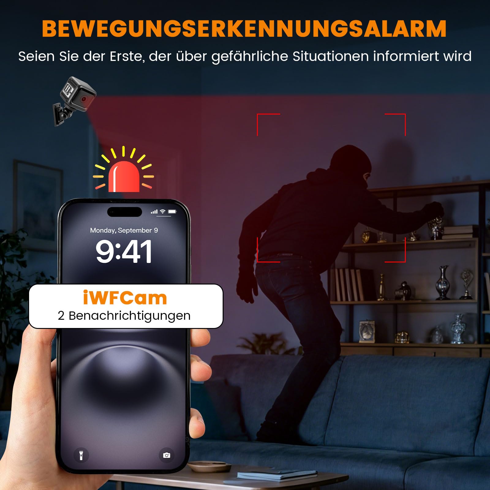 Camera Espion, 1080P Mini Caméra de Surveillance WiFi 2.4G Intérieur/Extérieur, Autonomie de 8 heures, Vision Nocturne 130° Grand Angle, Détection de Mouvement AI, Mic 38 dB, Mini Caméra de Sécurité