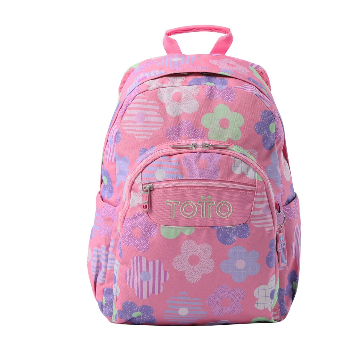 TOTTO Mochila Escolar Adaptable a Carro, Modelo Acuareles, Capacidad 20 L, Bolsillo para Pc 14", 2 Bolsillo Botella, Espaldar Ergonómico con Flujo de Aire, Cómodas Correas en S, Estampado Margaly