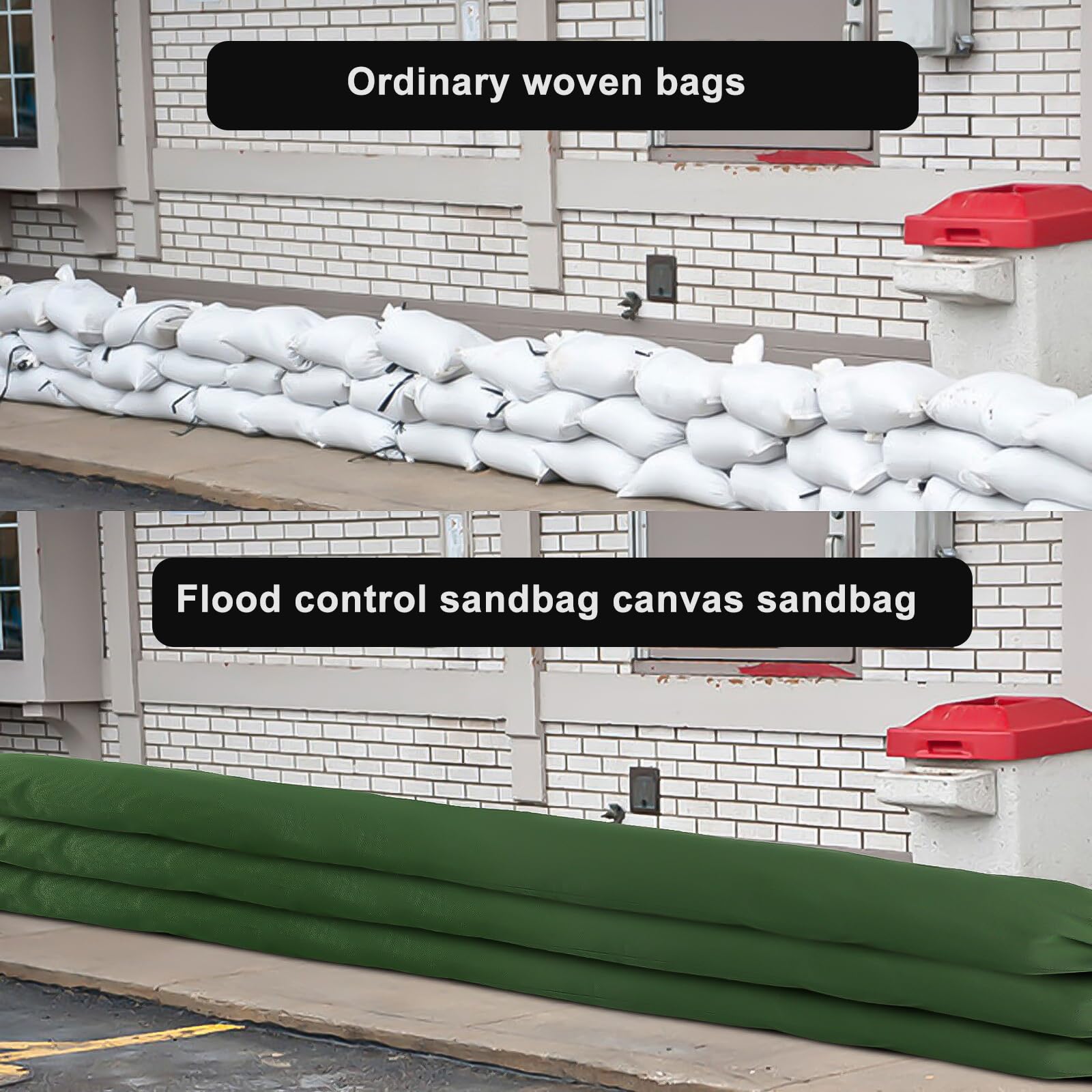Sacos de Arena para Inundaciones, 3 Bolsas de Arena de Barrera de Agua para Inundaciones, Sacos de Arena Largos de Lonacon Banda Elástica de Encuadernación