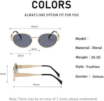 Retro Sunglassess For Women Men Trendy Oval Classic UV400 Protection