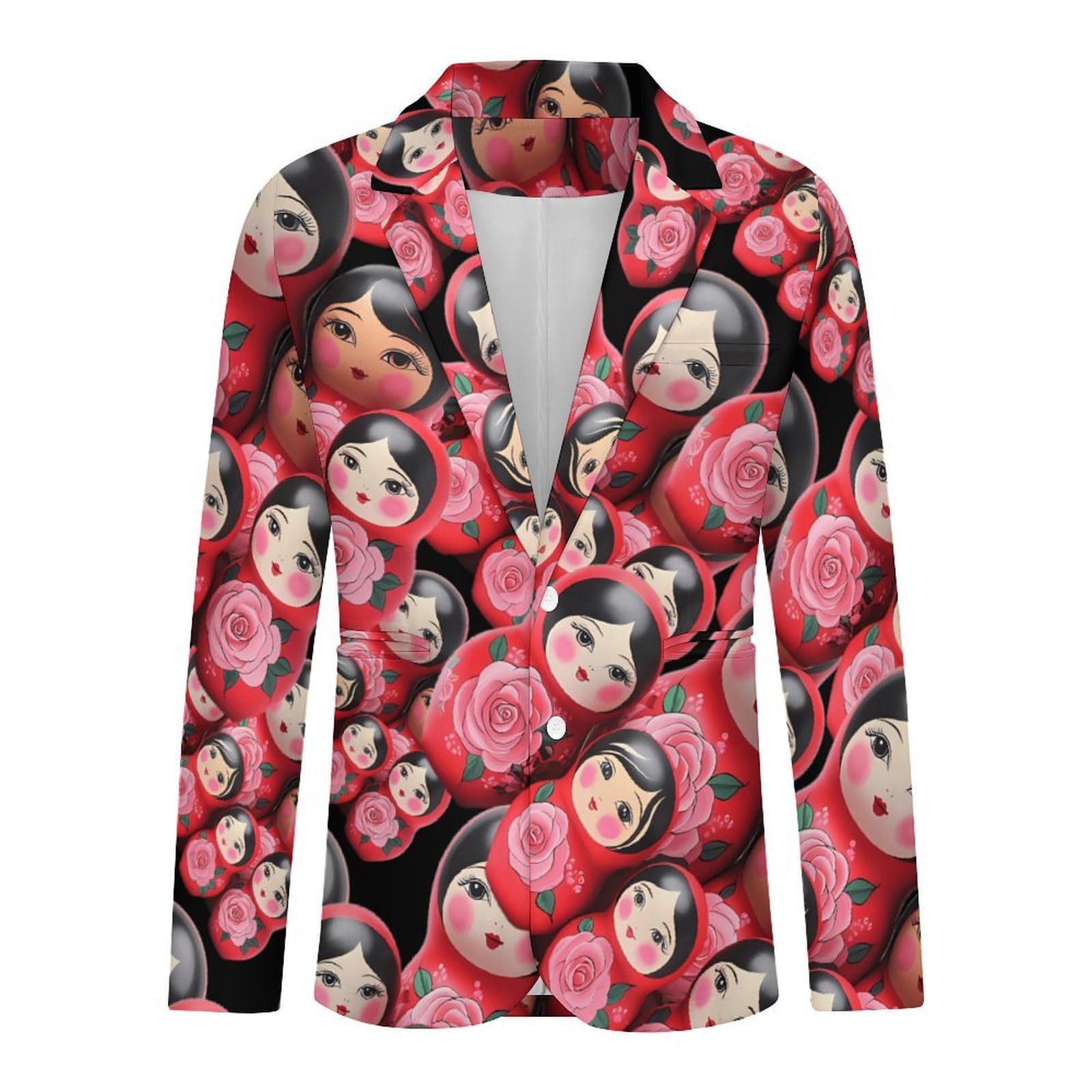 Matryoshka - Chaqueta tipo blazer para hombre, estilo casual, con 2 botones, elegante, ligera, para hombre