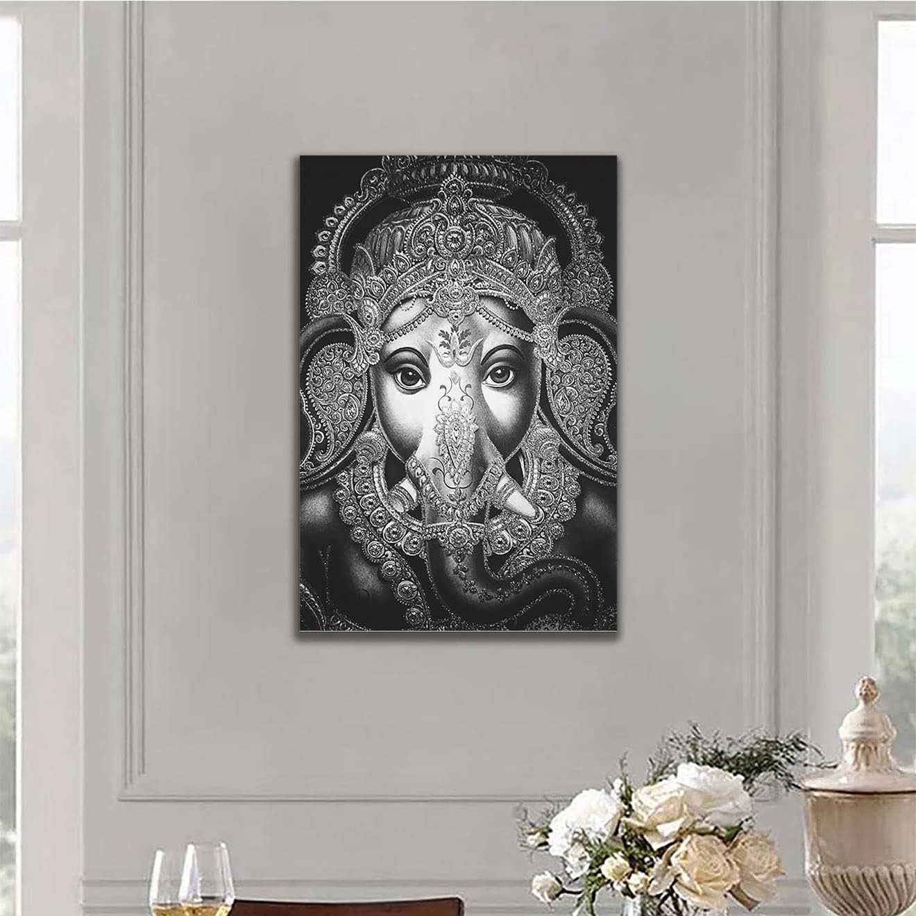 Buy Canvas Wall Art Print Art Lord Ganesha Wall Decor Black and White