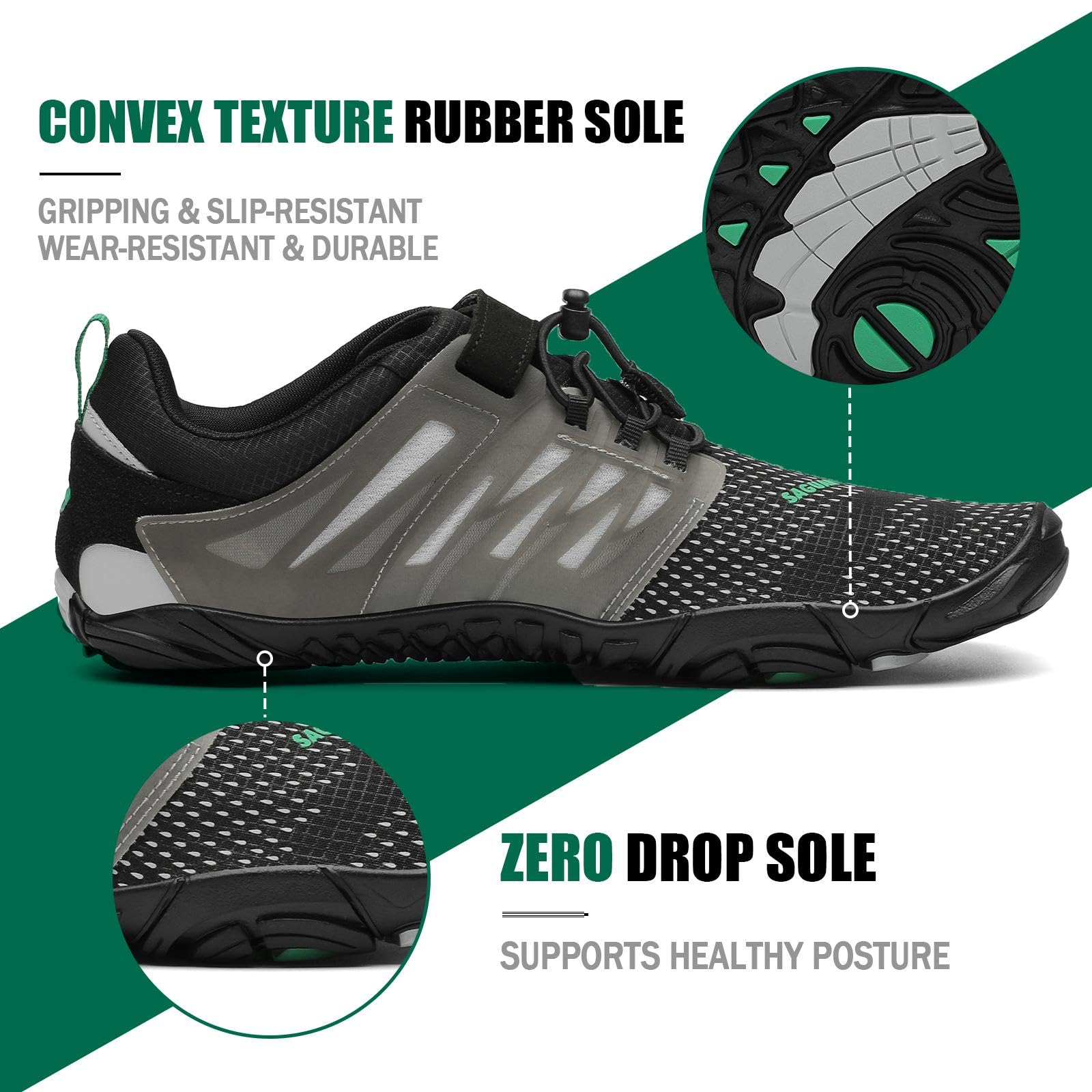 SAGUARO Barefoot Shoes Uomo Donna Scarpe Barefoot Minimaliste Scarpe a Piedi Nudi Antiscivolo Scarpe Trail Running Leggere Scarpe Dita,Gr.36-48 EU