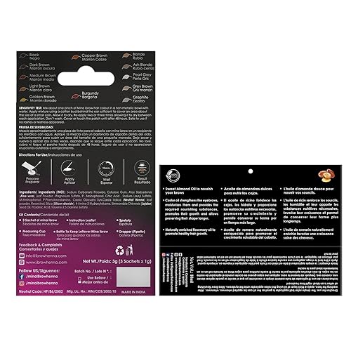 Miniatura 105 de MinaiBrow Polvo de tinte natural negro con agua de rosas y pincel en ángulo duo, tinte instantáneo para cejas a prueba de manchas para una cobertura