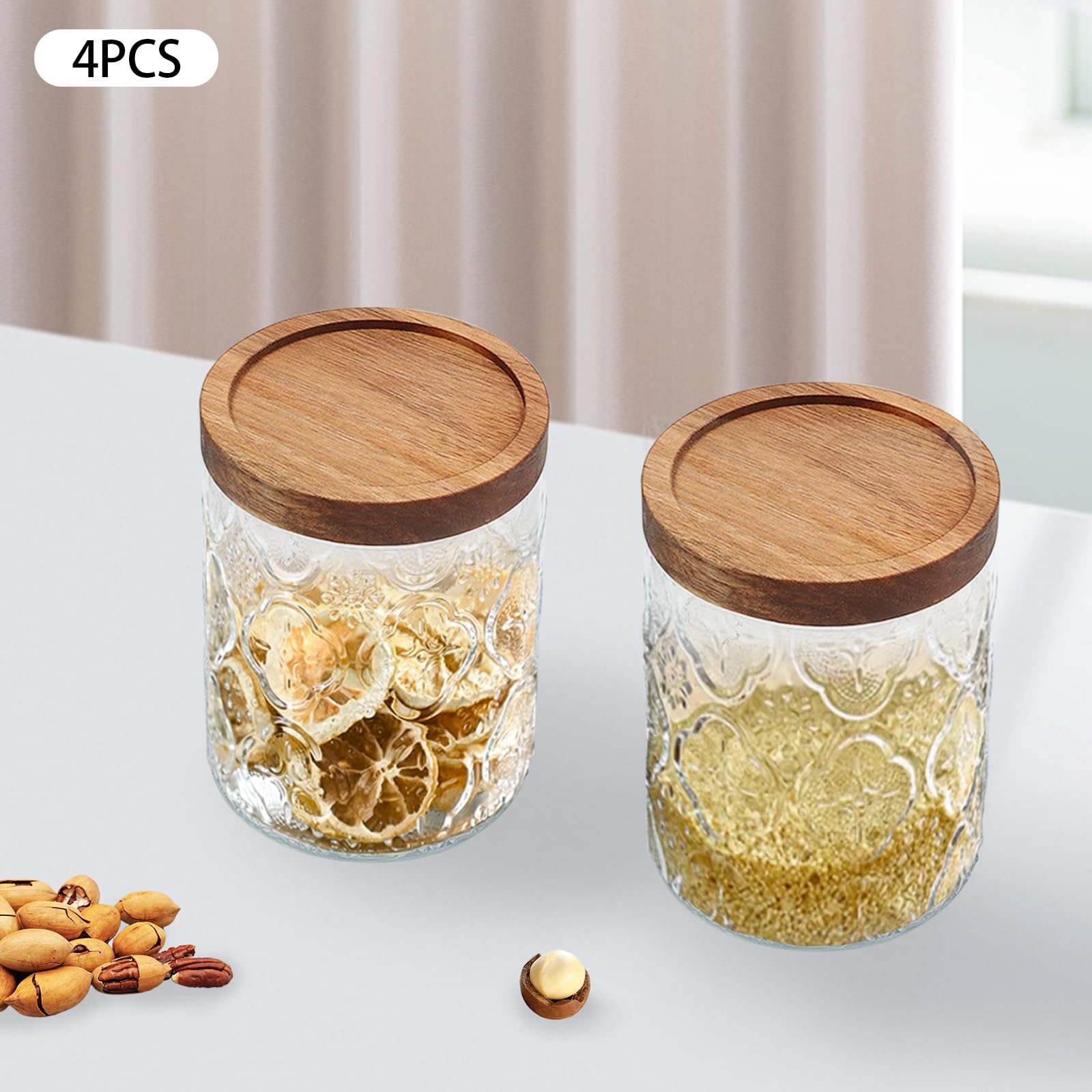 Bocaux En Verre Mumisuto Avec Couvercle - Lot De 4, 700ml Et 450ml, Hermétiques, Rangement Cuisine