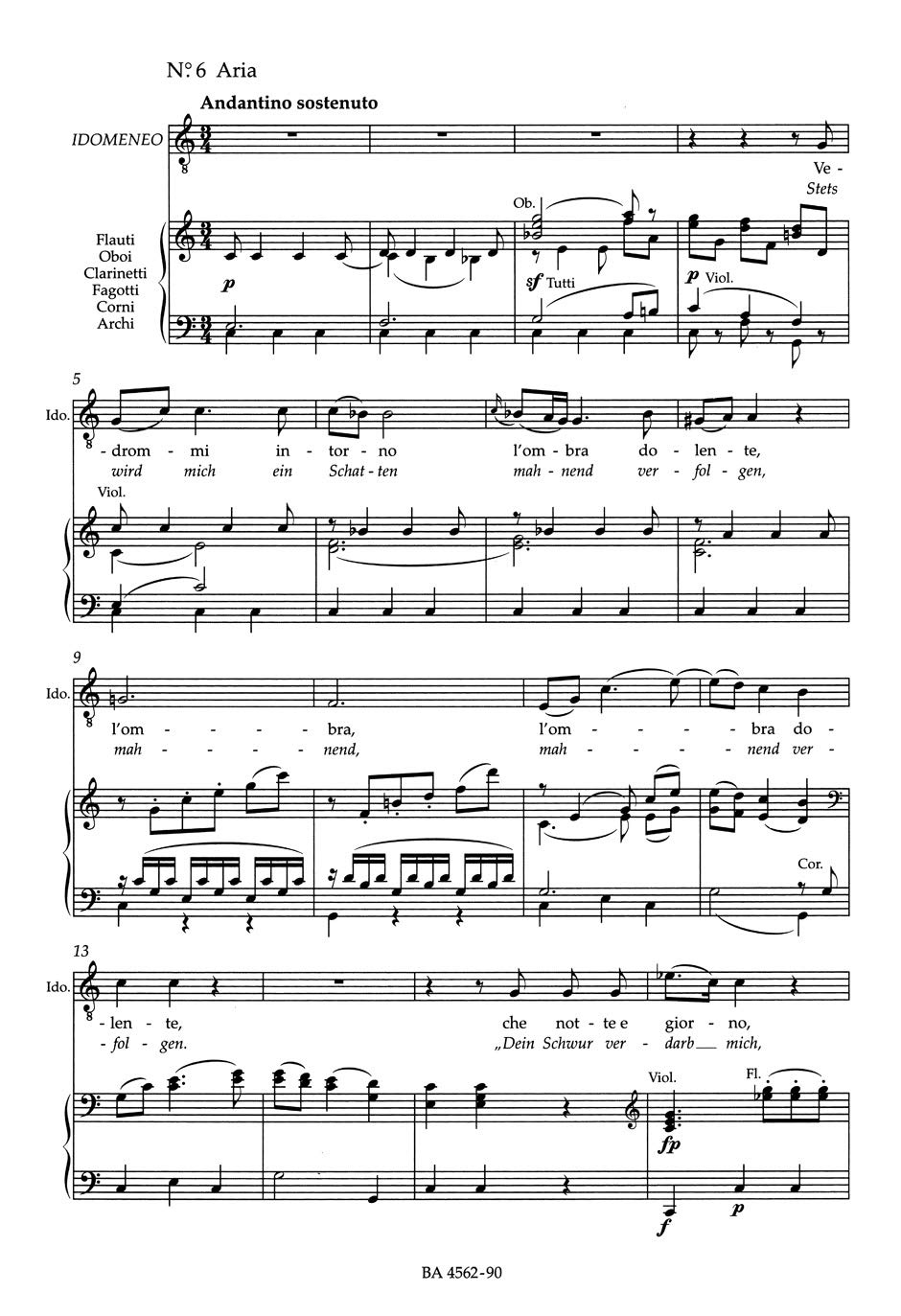 Idomeneo KV 366 - Dramma Per Musica. Klavierauszug