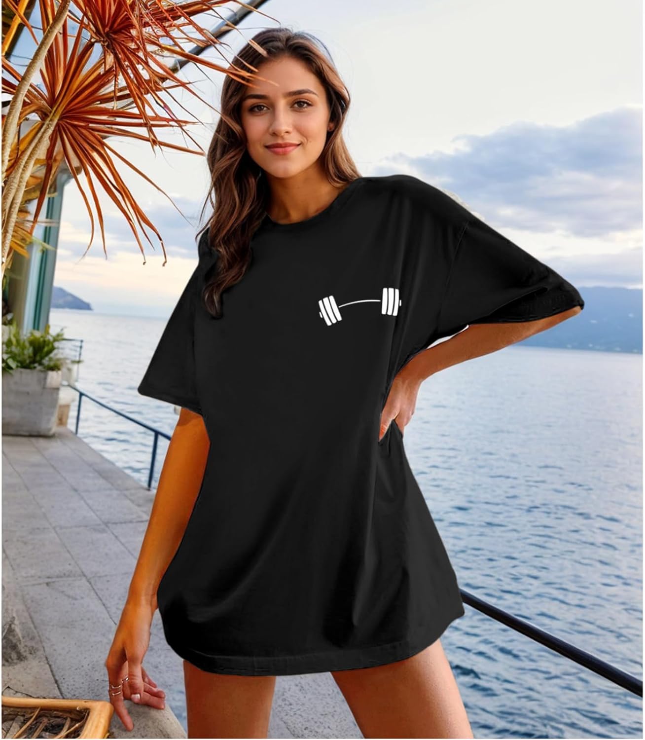 Funny Workout Gym Shirts Women Oversized Weightlifting Graphic Tshirt Everything Hurts and I'm Hungry Tee Tops - Image 5