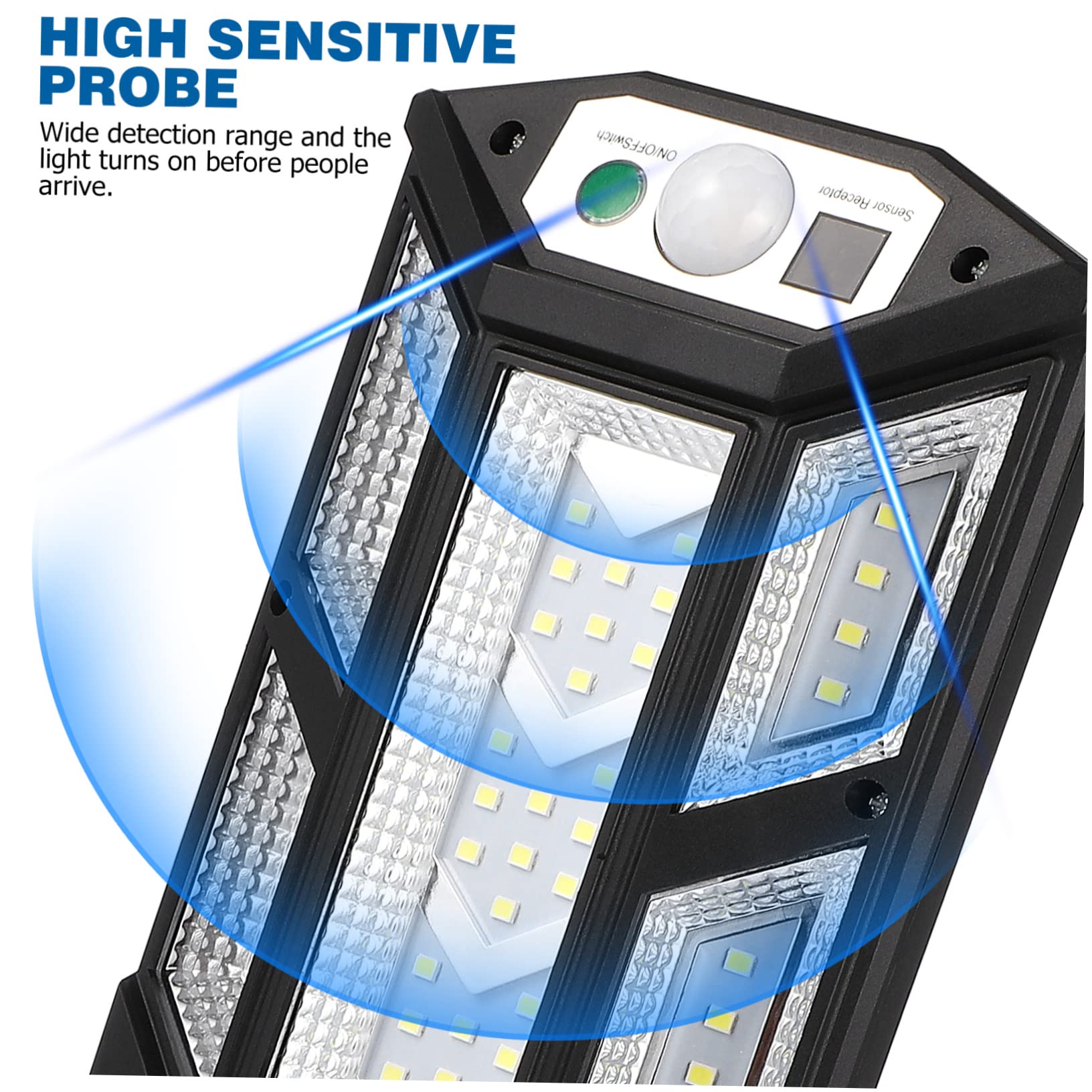 BESPORTBLE Outdoor Solar Garden Lights Solar-Powered Led Ip65 Motion Sensor Street Lamp for Yard