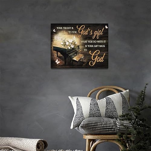 Miniatura 4 de eiffecho Decoración de música de piano, arte de pared con texto en inglés "You Talent Is God's Gift Pictures", decoración de pared para pianista