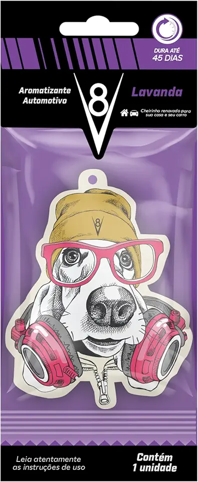 V8, Perfumador de ambientes para automóveis (Aromatizador de ar) em Sachê, Aroma Lavanda, 1 Unidade, Roxo