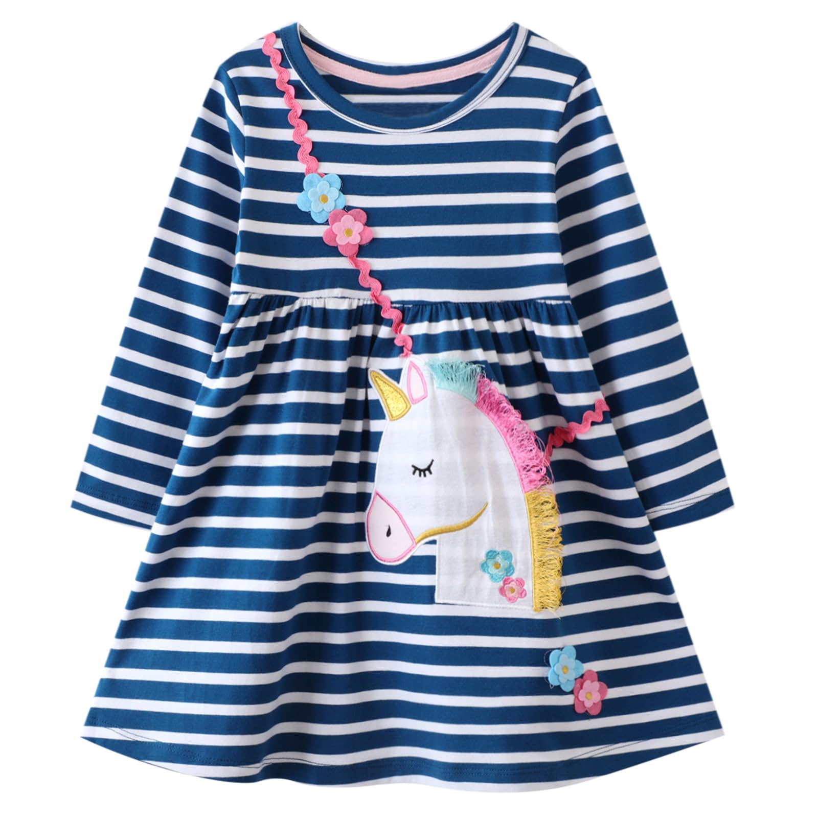 Dziewczęca sukienka jednorożec sukienka z długim rękawem bawełna jesień zima t-shirt sukienki dla dziewczynek rozm. 92-128