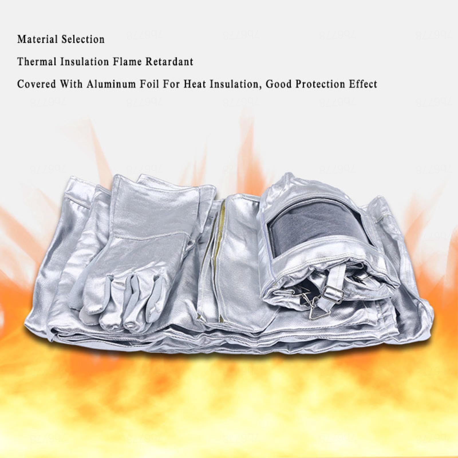 Ropa Trabajo Ignífuga Ropa Aislamiento Térmico Papel Aluminio Resistente Calor Ropa Trabajo Rescate Minero, Fábrica Vidrio, Metalurgia,165-170cm