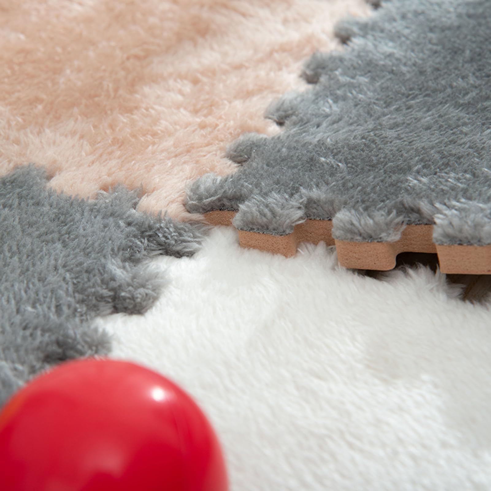 10pcs Carreaux De Sol en Mousse, Tapis De Jeu en Mousse pour Chambre à Coucher, Tapis De Jeu en Peluche Puzzle 12"x12" Dalles De Moquette Imbriquées, Tapis De Sol en Mou(Color:Blanc+Café Clair+Gris)