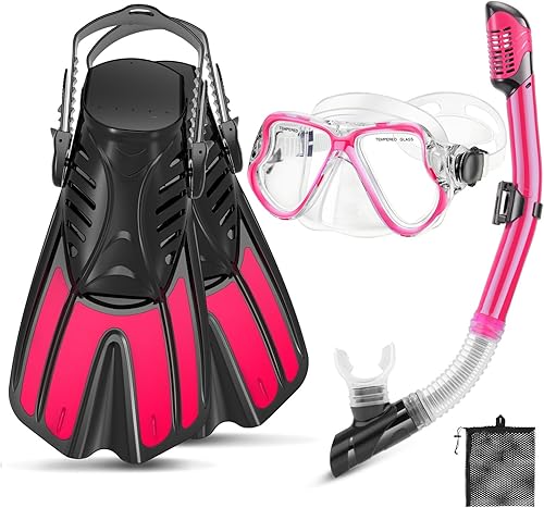 Miniatura 11 de Equipo de Esnórquel para Adultos, Juego de Esnórquel 4 en 1 para Adultos con Máscara de Esnórquel de Vista Panorámica, Esnórquel de Tapa Seca, Azul