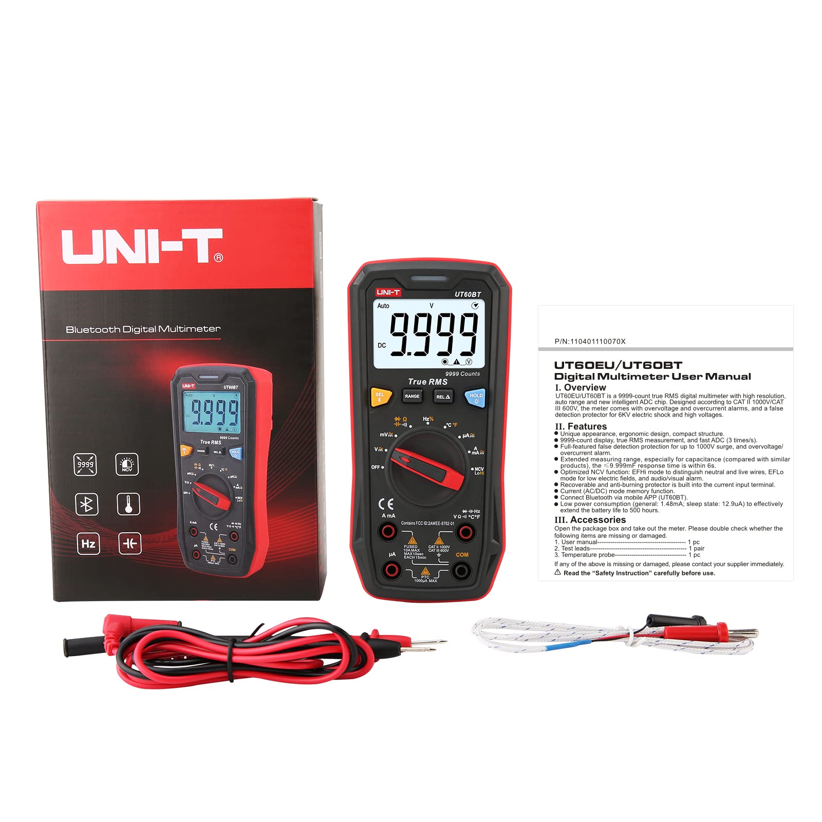 UNI-T Multimeter Tester True RMS UT60BT Temperature Measurement,NCV,Duty Cycle,Diode Test,Digital Voltmeter & Ohm Meter,Smart Multimeter 1000V for Electrical Troubleshooting — Amazon image 8
