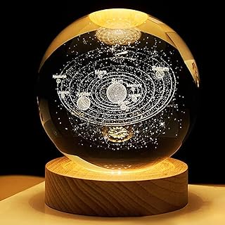 KHANAK Universe Crystal Ball Night Light,3D Glass Ball Night LED Lamp with Woodern Base,Colorful LED Wooden Crystal Ball f Price In India