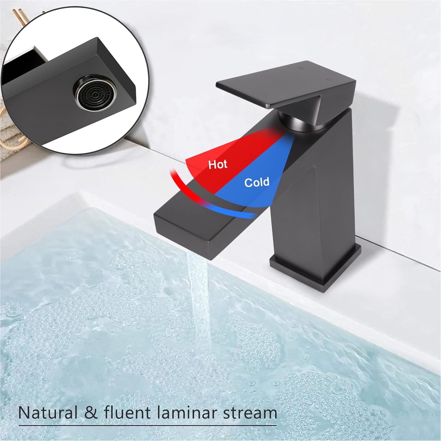 Bathroom Faucet Single Handle Bathroom Faucet More Textured Than Black Brass Single Faucet & Bathroom Sink Drain, Solid Brushed Grey 1 Hole Sink Faucet, cUPC & CEC Certified (Gray)