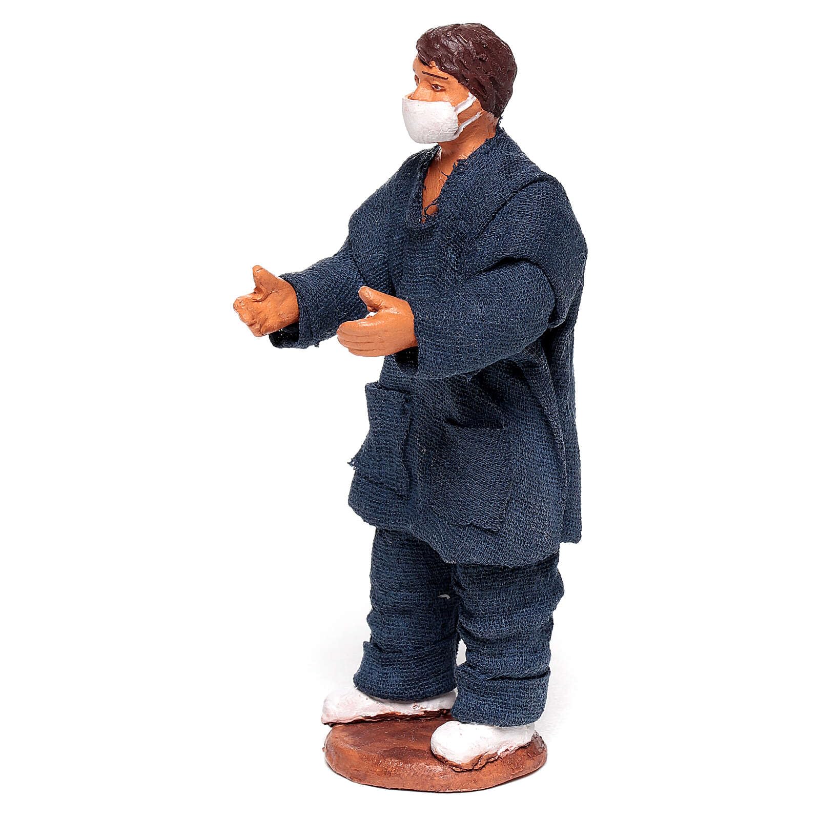 Holyart Presepe Napoletano: Infermiere mascherina presepe napoletano 10 cm terracotta