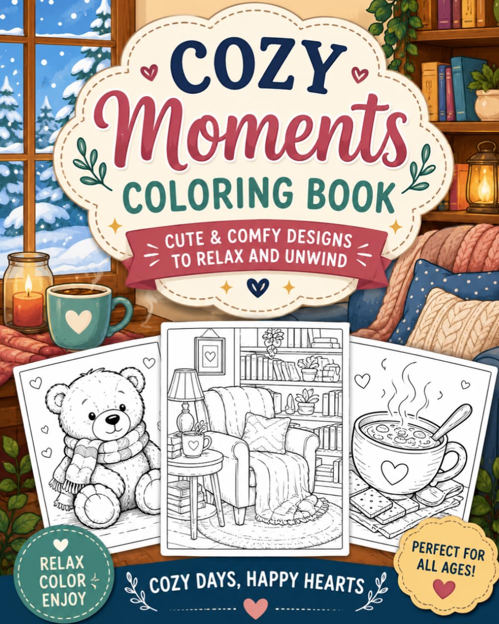 COLORING BOOK - COZY MOMENTS: Cute and Comfy Designs to Relax and Unwind